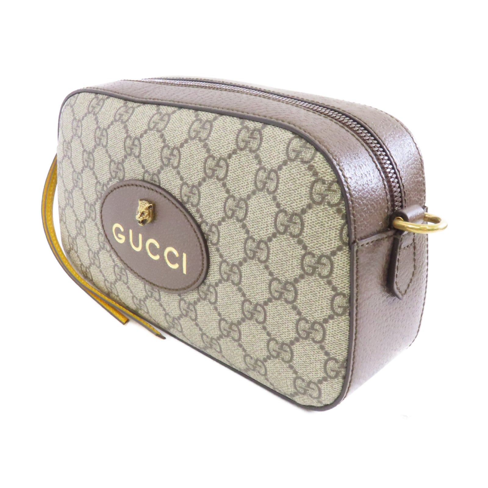 GUCCI 塗層帆布Neo Vintage GG Supreme金扣肩背袋棕色