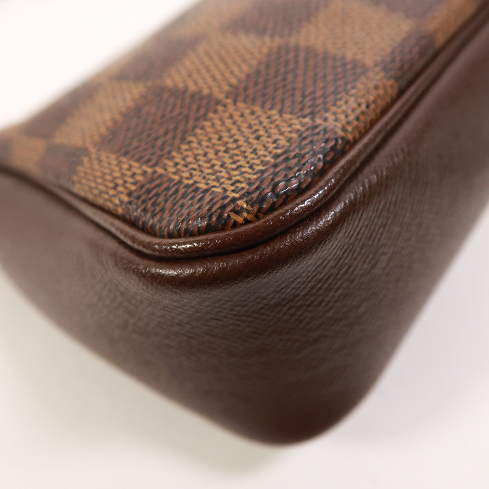 LOUIS VUITTON Damier Trousse Makeup Accessory Pouch金扣手挽袋棕色