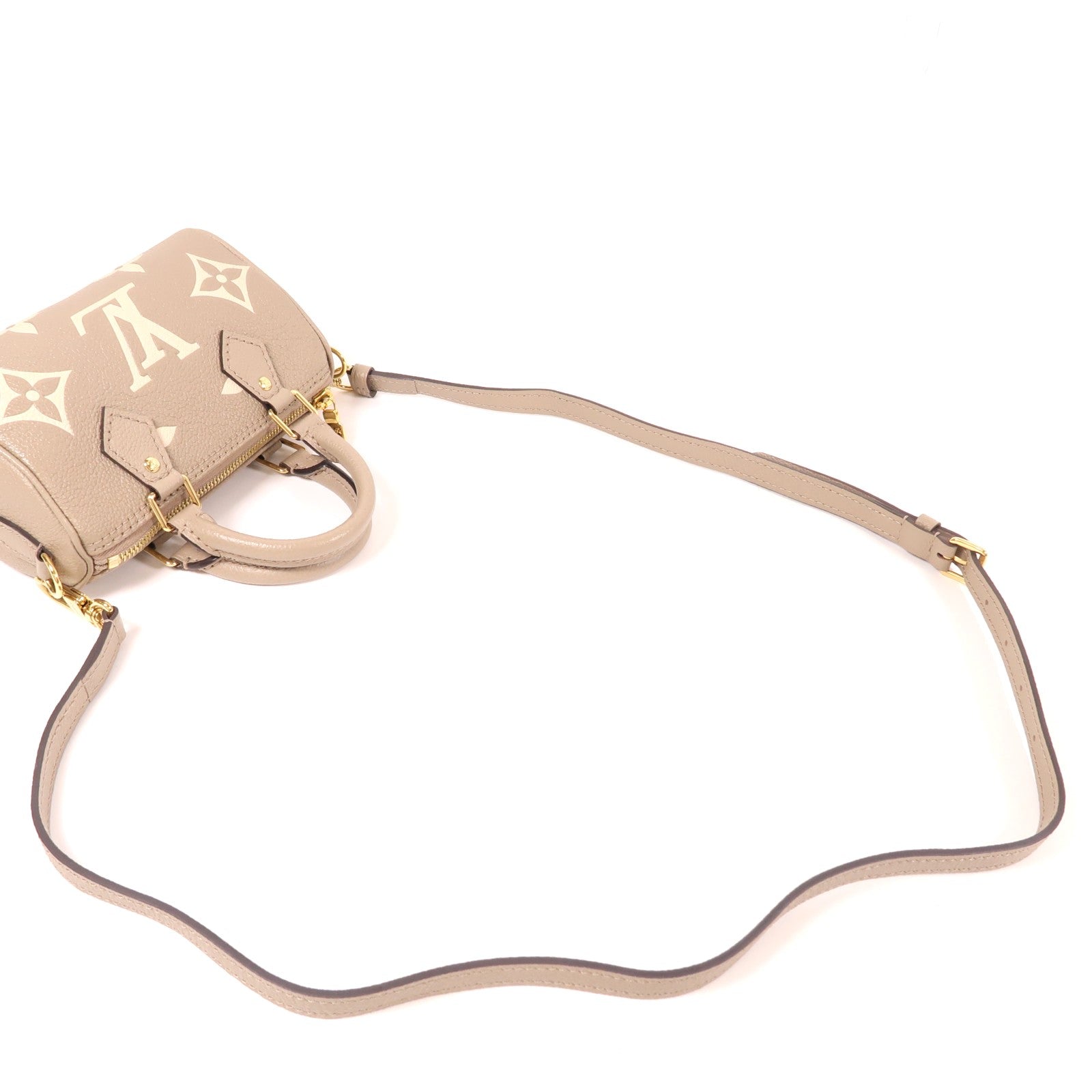 LOUIS VUITTON Monogram Empreinte Nano Speedy金扣手挽肩背兩用袋灰色