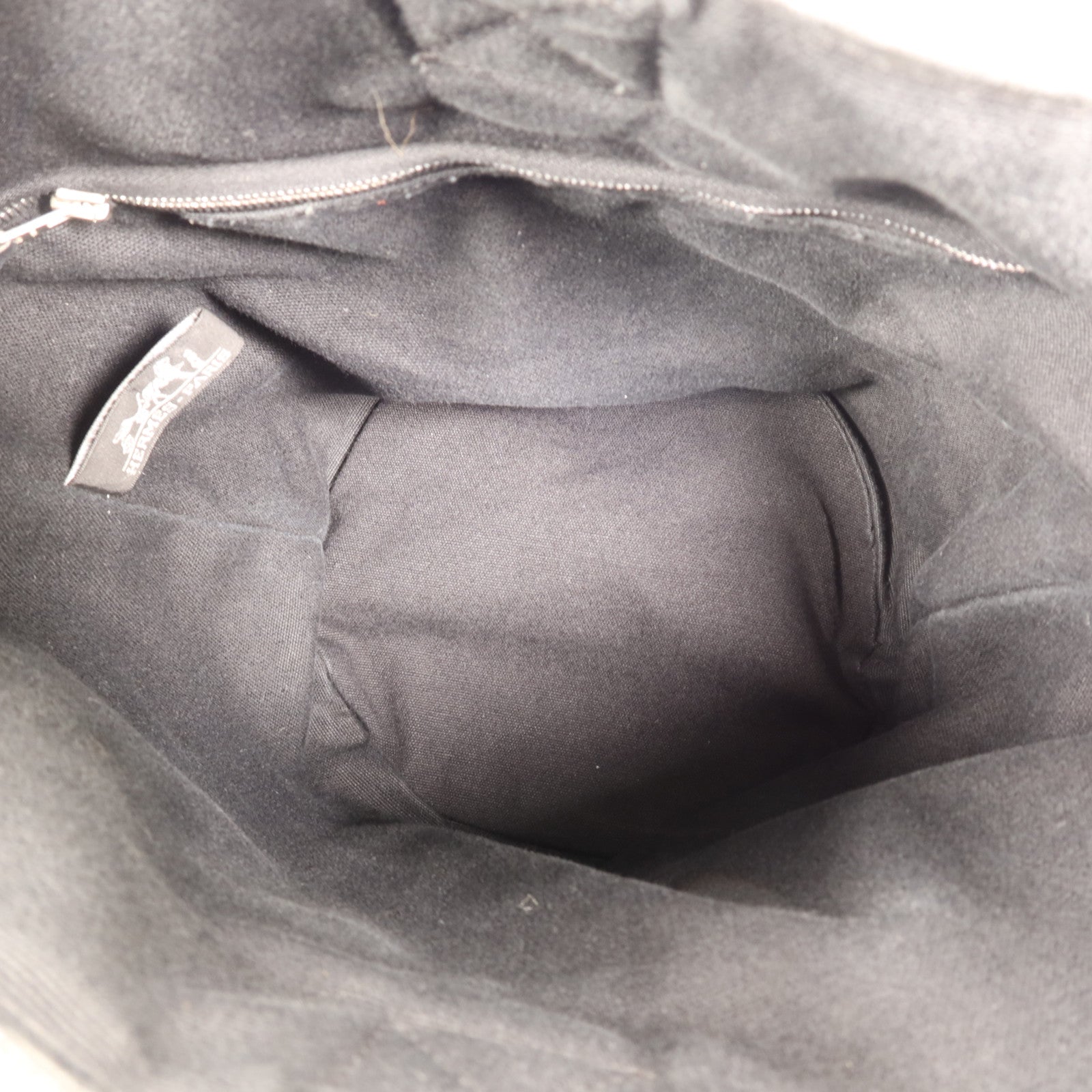 HERMES 帆布Saxo MM銀扣手挽袋