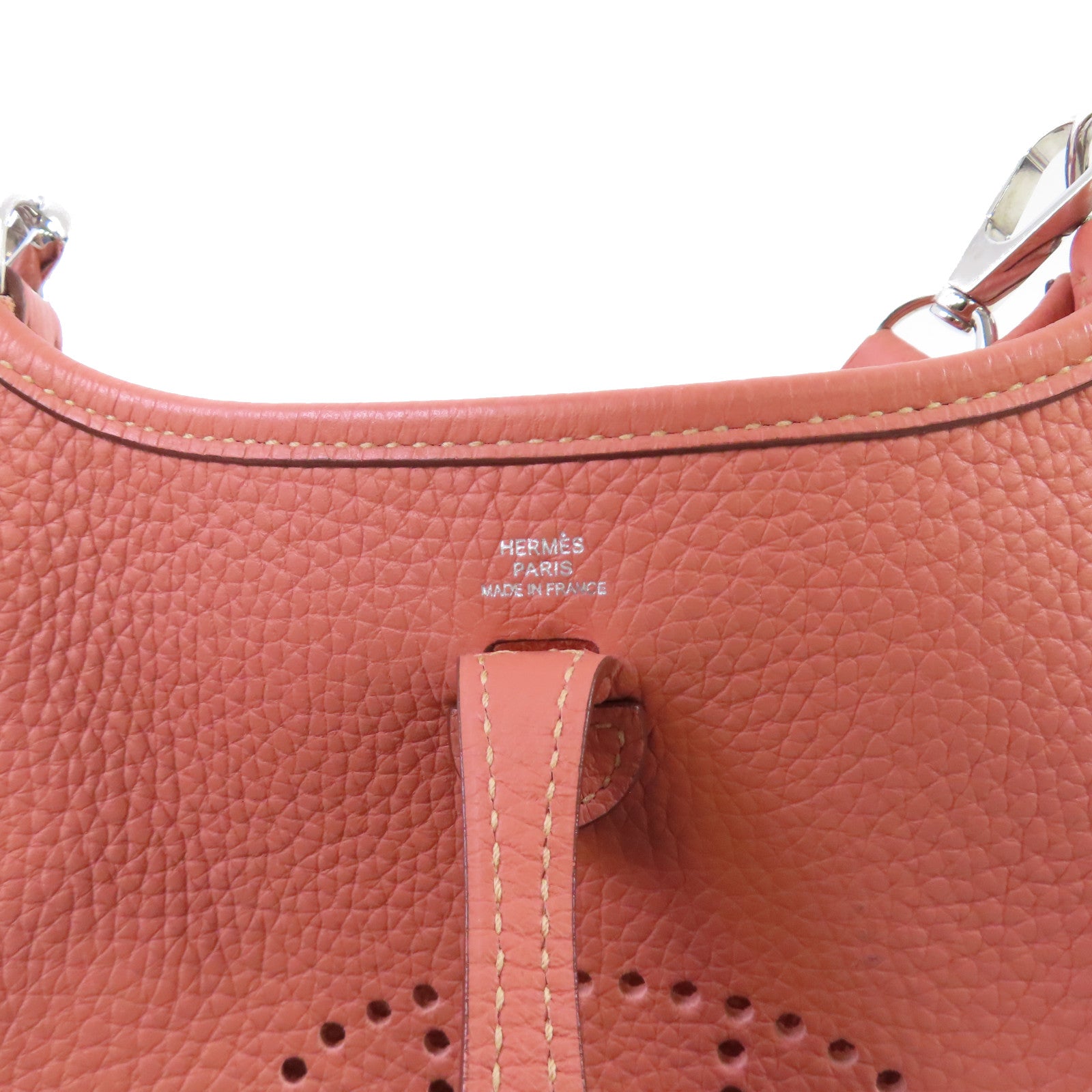 HERMES Clemence皮革Evelyne TPM Shoulder Bag銀扣肩背袋I5 Flamingo Pink/火鶴粉色