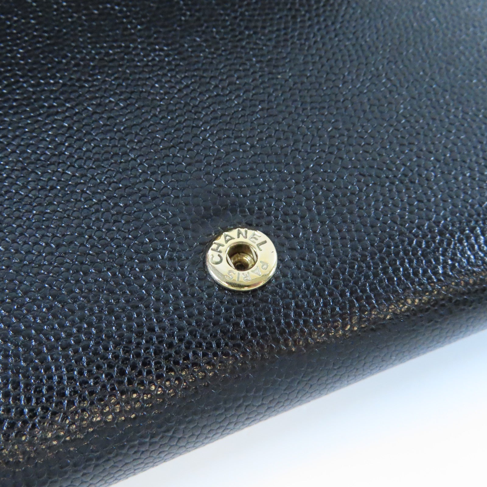 CHANEL **【激減優惠】Caviar皮革Long Wallet金扣長錢包黑色