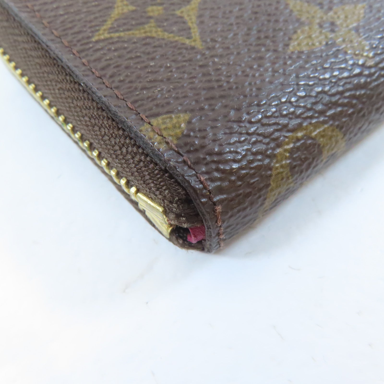 LOUIS VUITTON Monogram Zipper Wallet金扣長錢包啡色