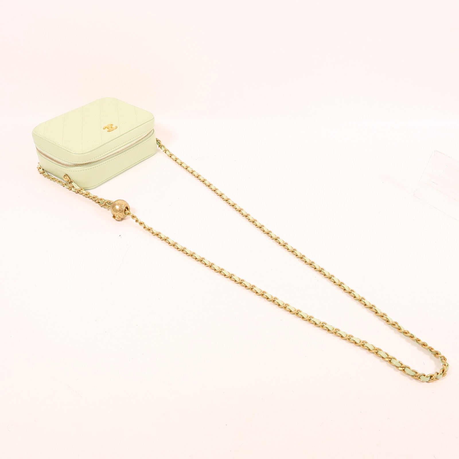 CHANEL 皮革Chain Shoulder金扣鏈帶肩背袋