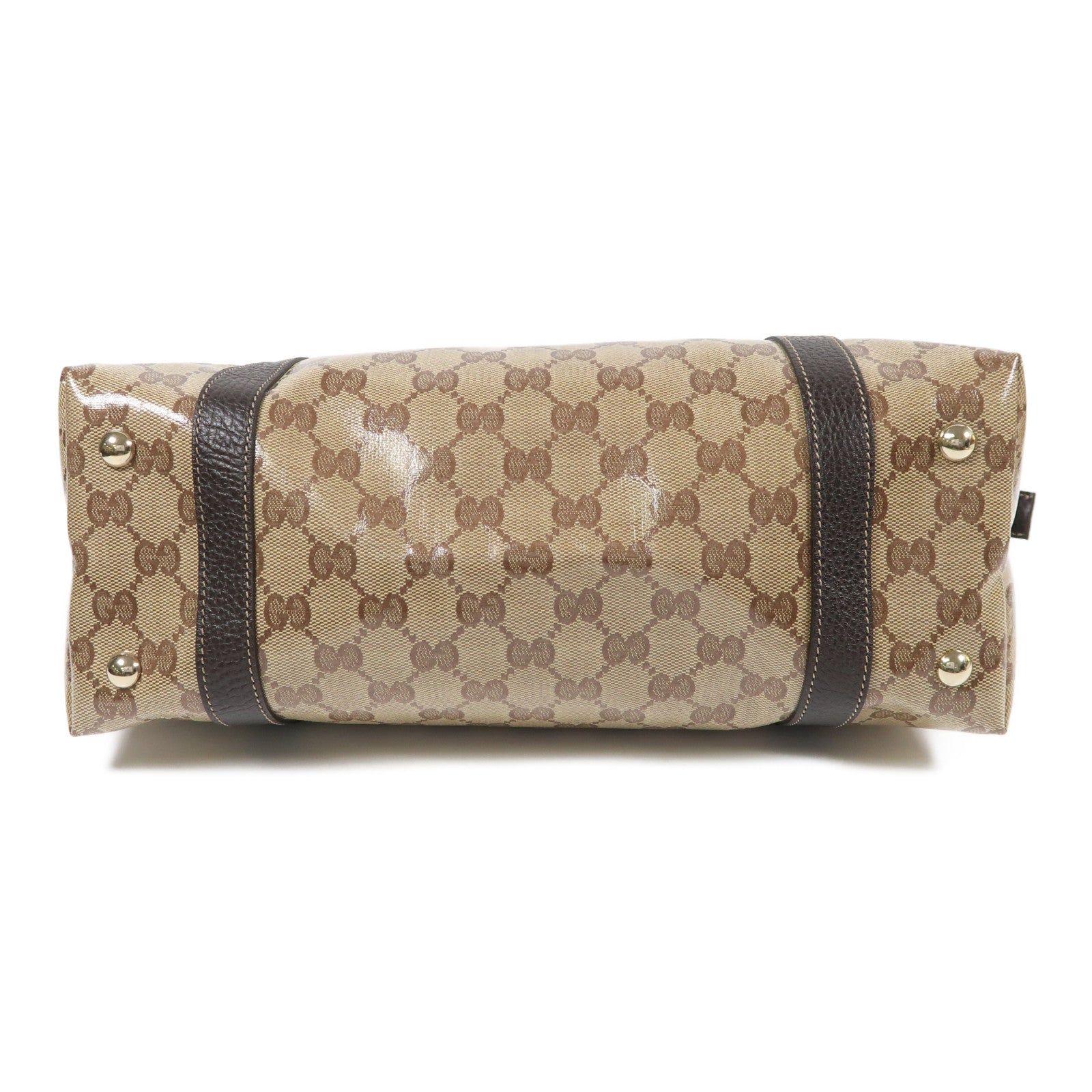 GUCCI 塗層帆布Shoulder Tote金扣肩背袋啡色