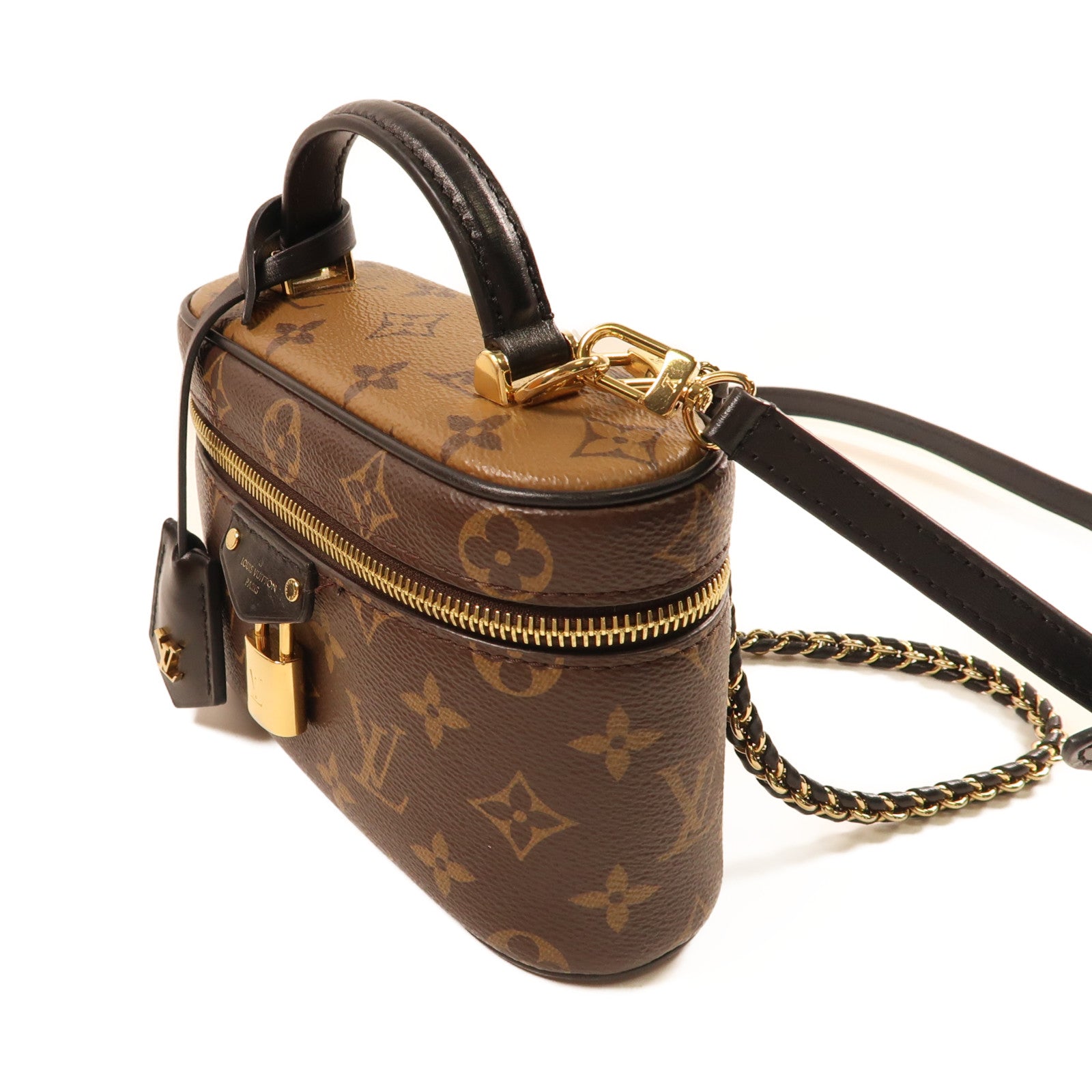 LOUIS VUITTON Monogram Reverse Vanity PM金扣手挽肩背兩用袋啡色