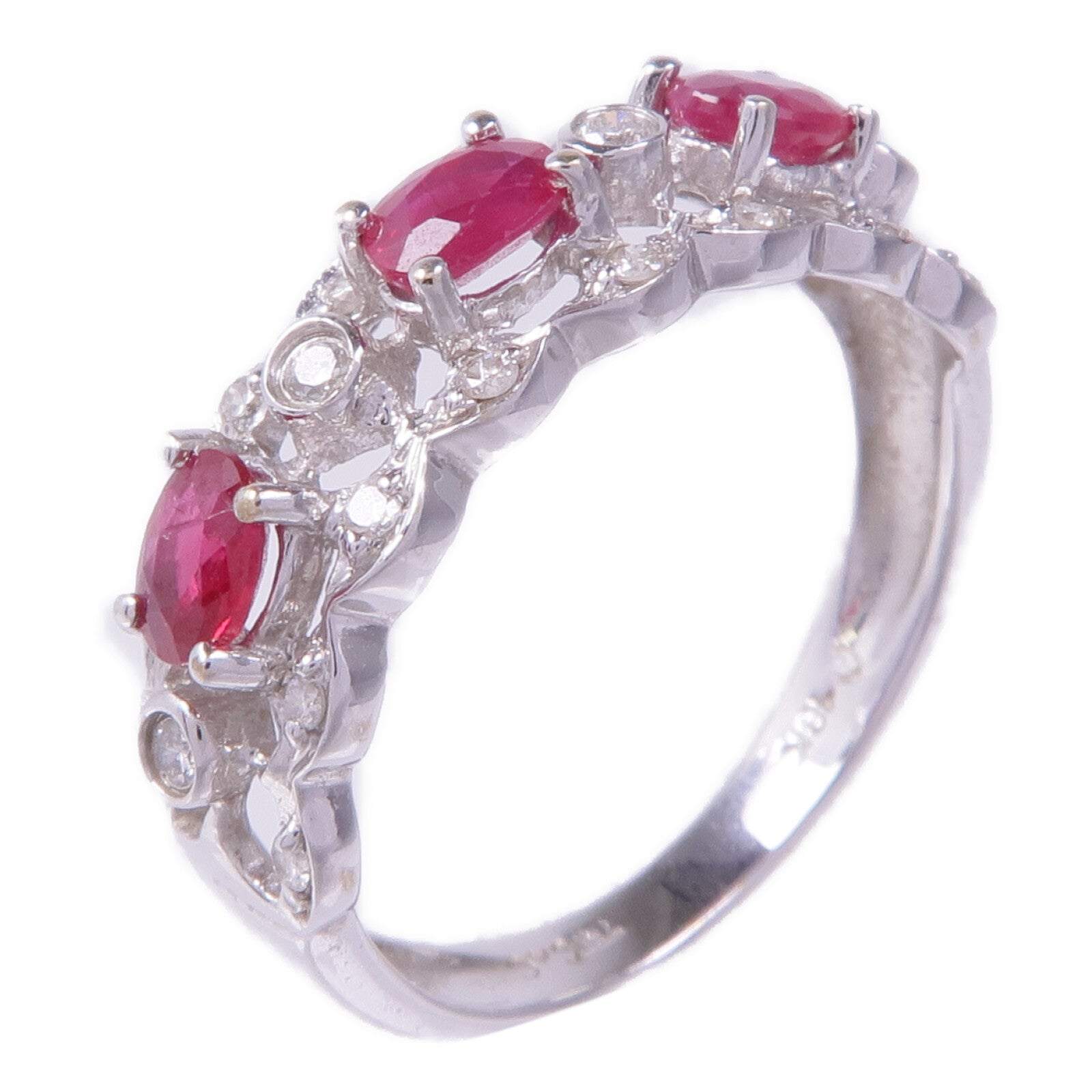 JEWELRY 【激減優惠】18K白金Ruby Diamond Ring紅寶石/鑽石戒指US#6.5