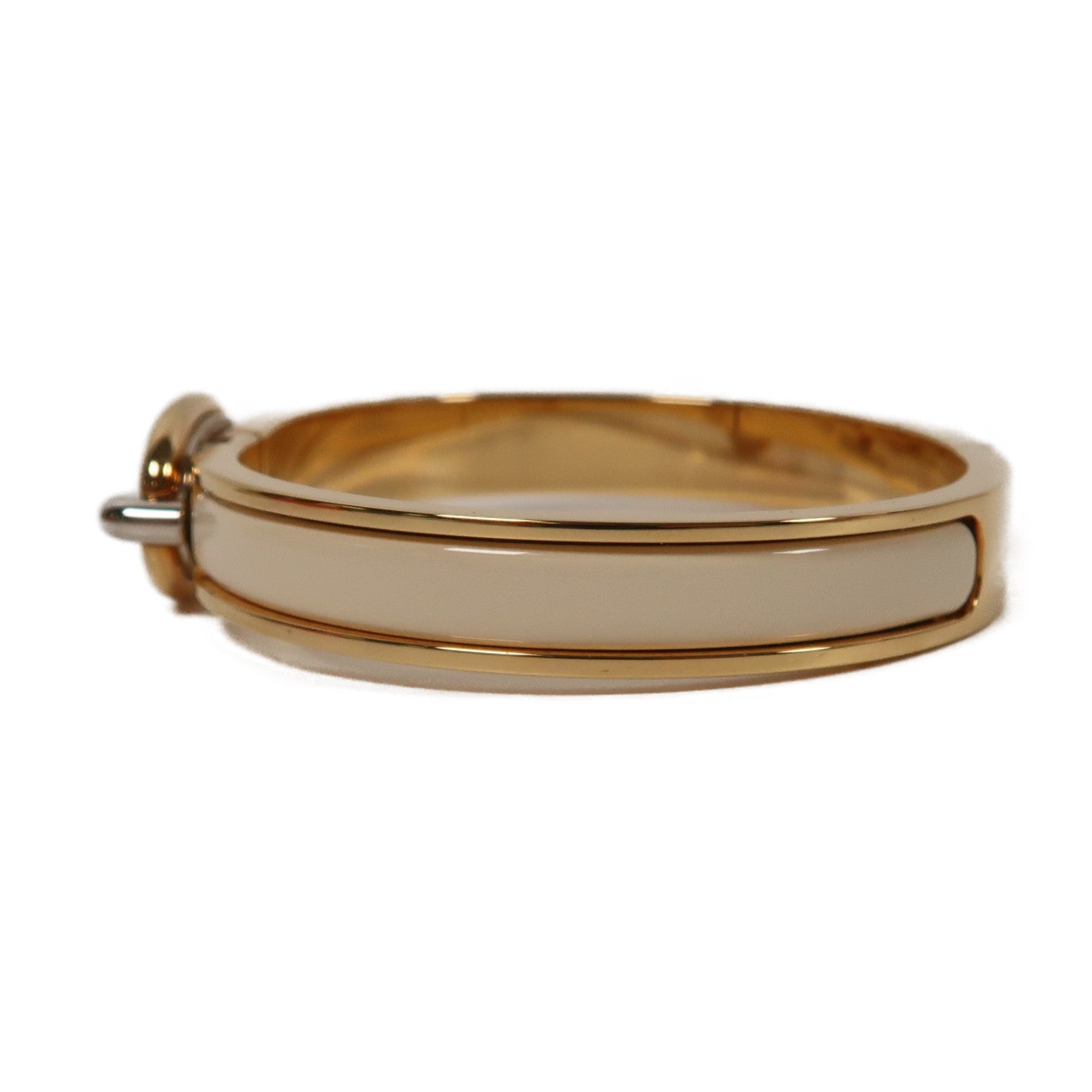 HERMES 金屬Mini Clic Chaine d'Ancre手鐲奶油白色