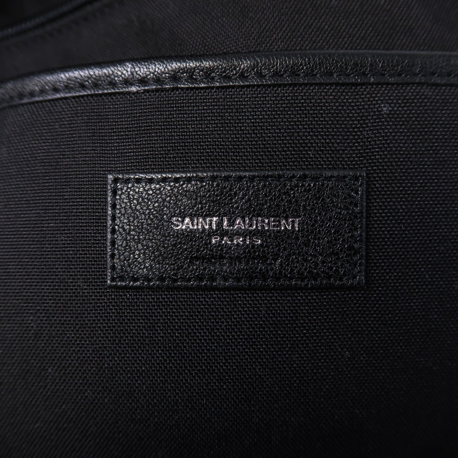 YVES SAINT LAURENT 牛皮皮革Backpack銀扣背包黑色