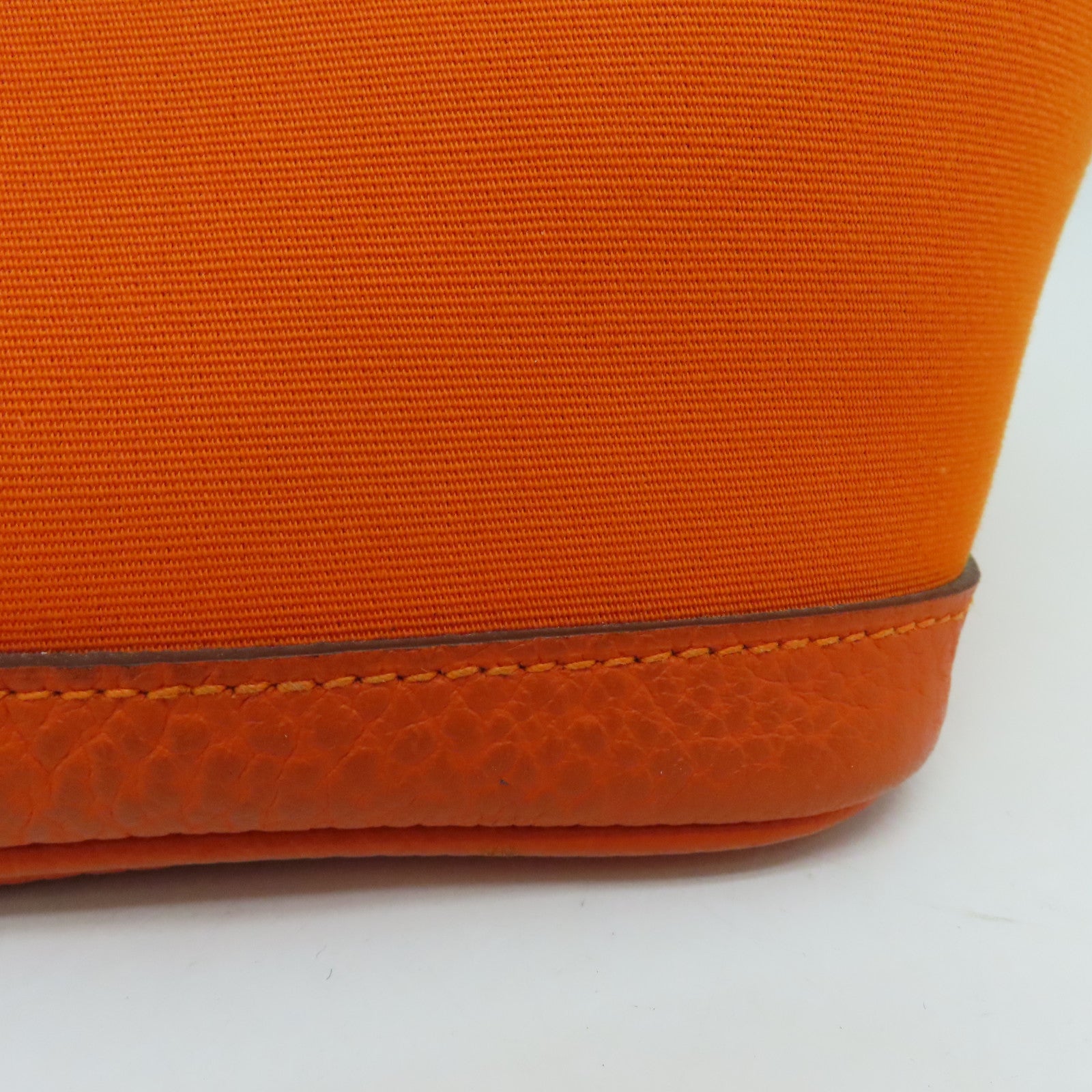HERMES Canvas Garden Party PM Silver Button Handle Bag Orange