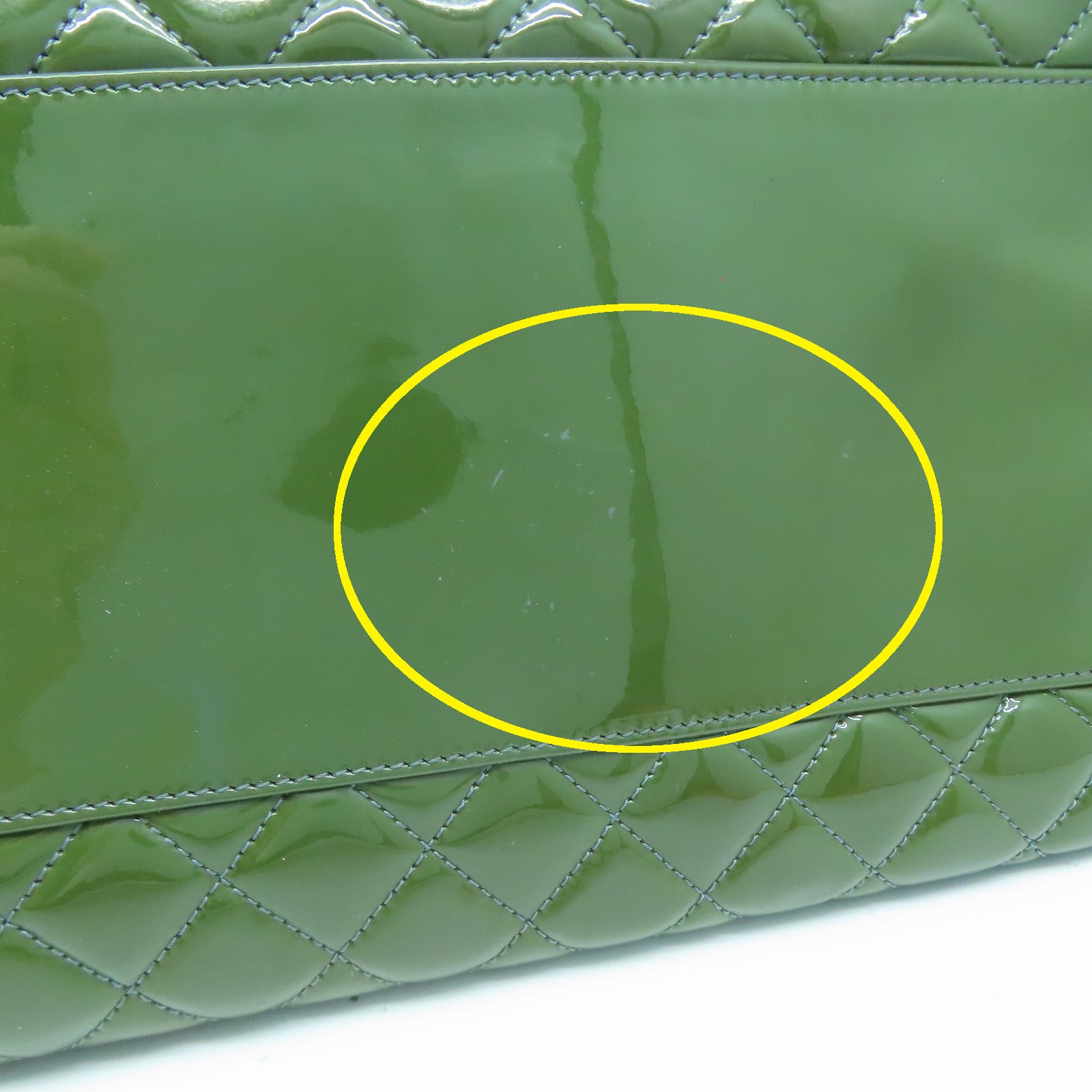 CHANEL 菱格漆皮皮革Chain Shoulder銀扣鏈帶肩背袋綠色