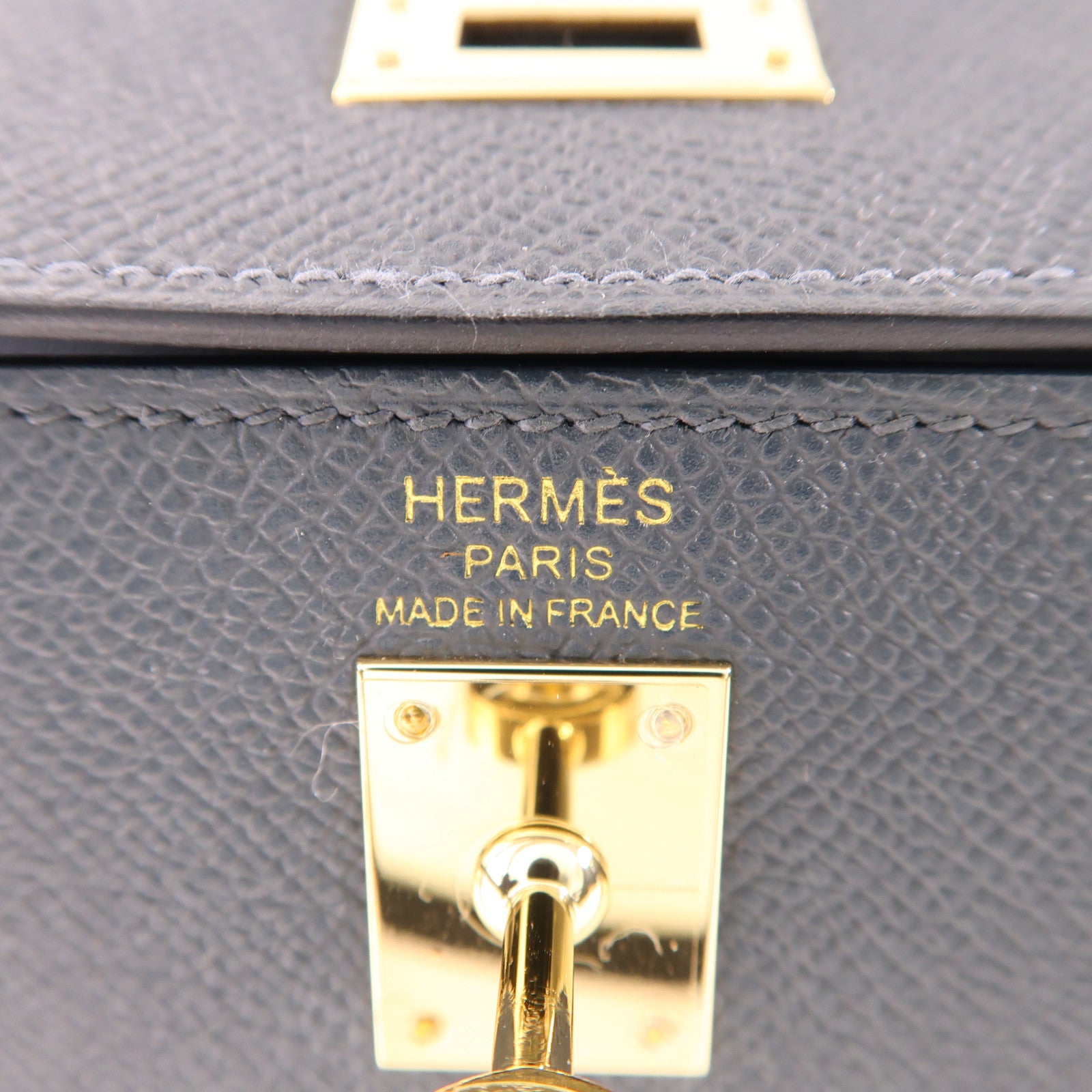 HERMES Epsom皮革Kelly 25金扣手挽肩背兩用袋H0 Gris Misty