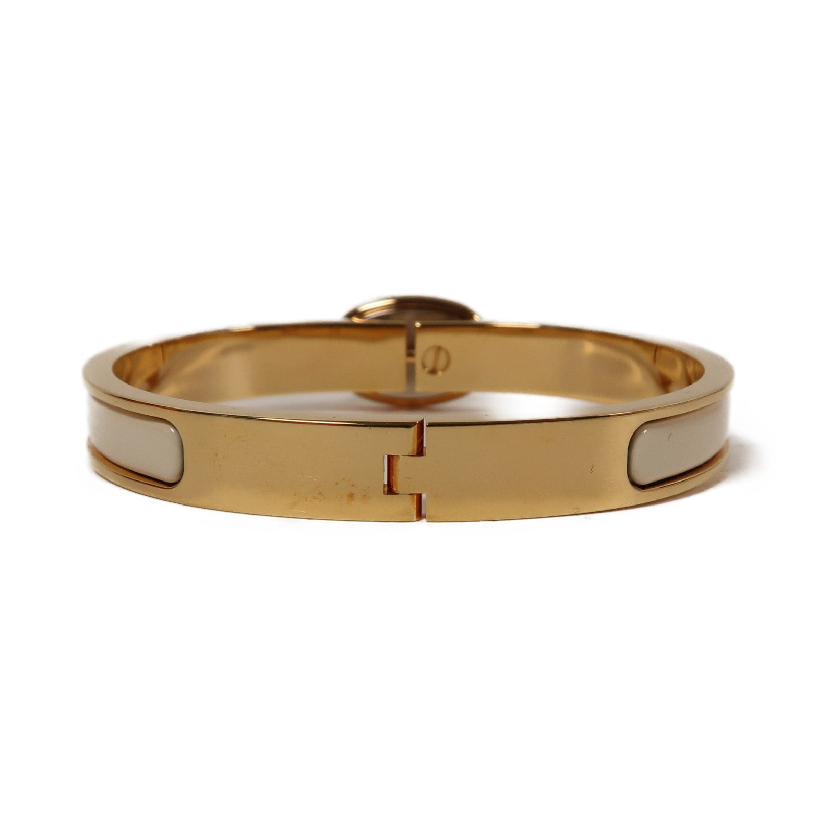 HERMES 金屬Mini Clic Chaine d'Ancre手鐲奶油白色