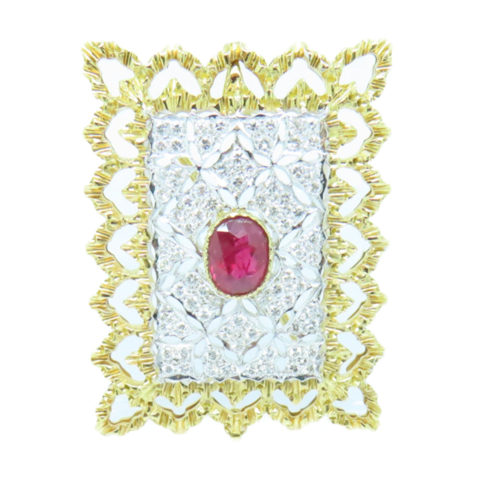 JEWELRY **【激減優惠】18K黃金Ruby Diamond Brooch紅寶石/鑽石胸針