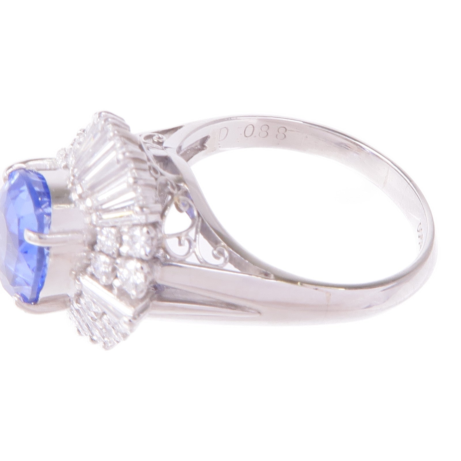 JEWELRY PM900鈀Sapphire Diamond Ring藍寶石/鑽石戒指US#5.75