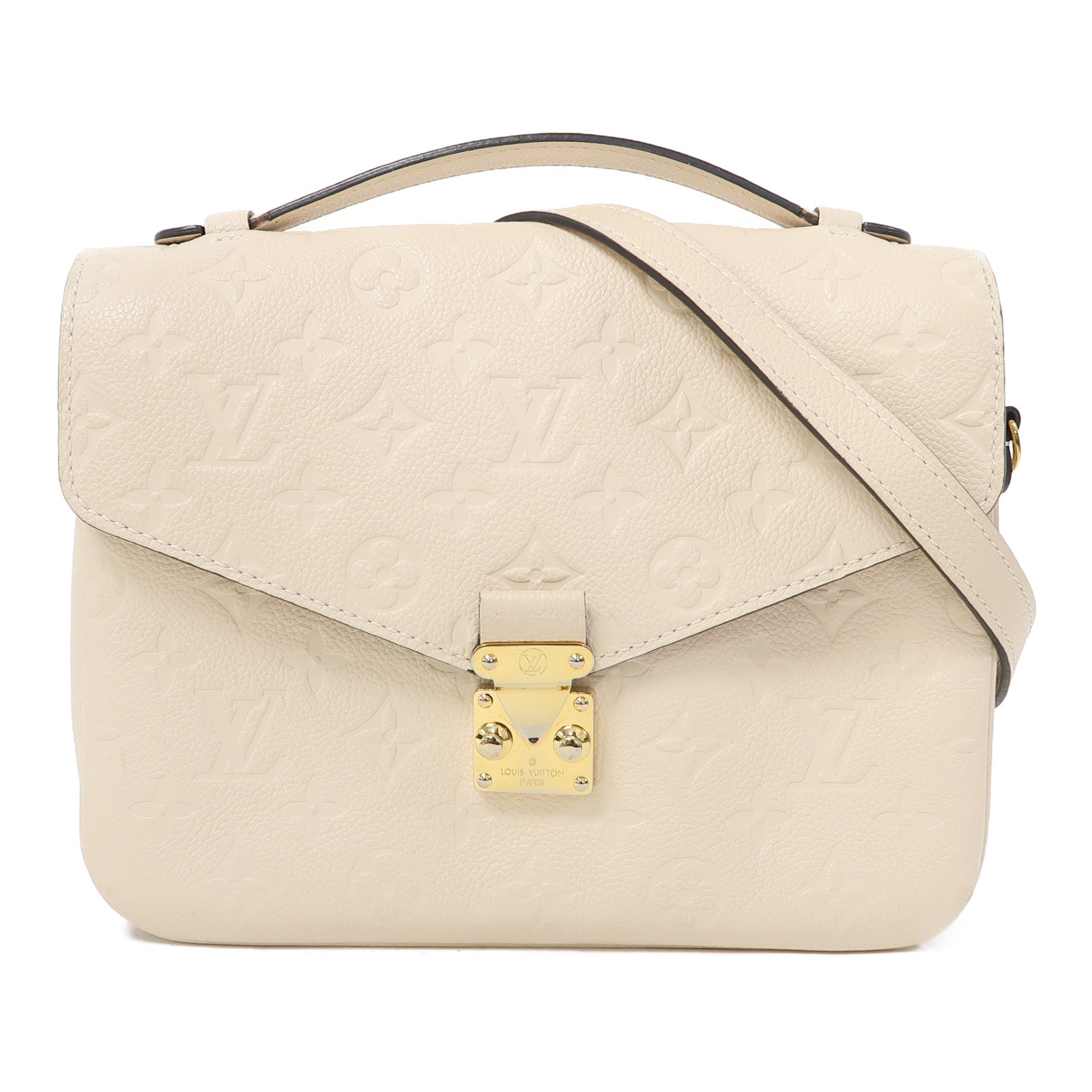 LOUIS VUITTON 【激減優惠】Monogram Empreinte Pochette Metis金扣手挽肩背兩用袋米色