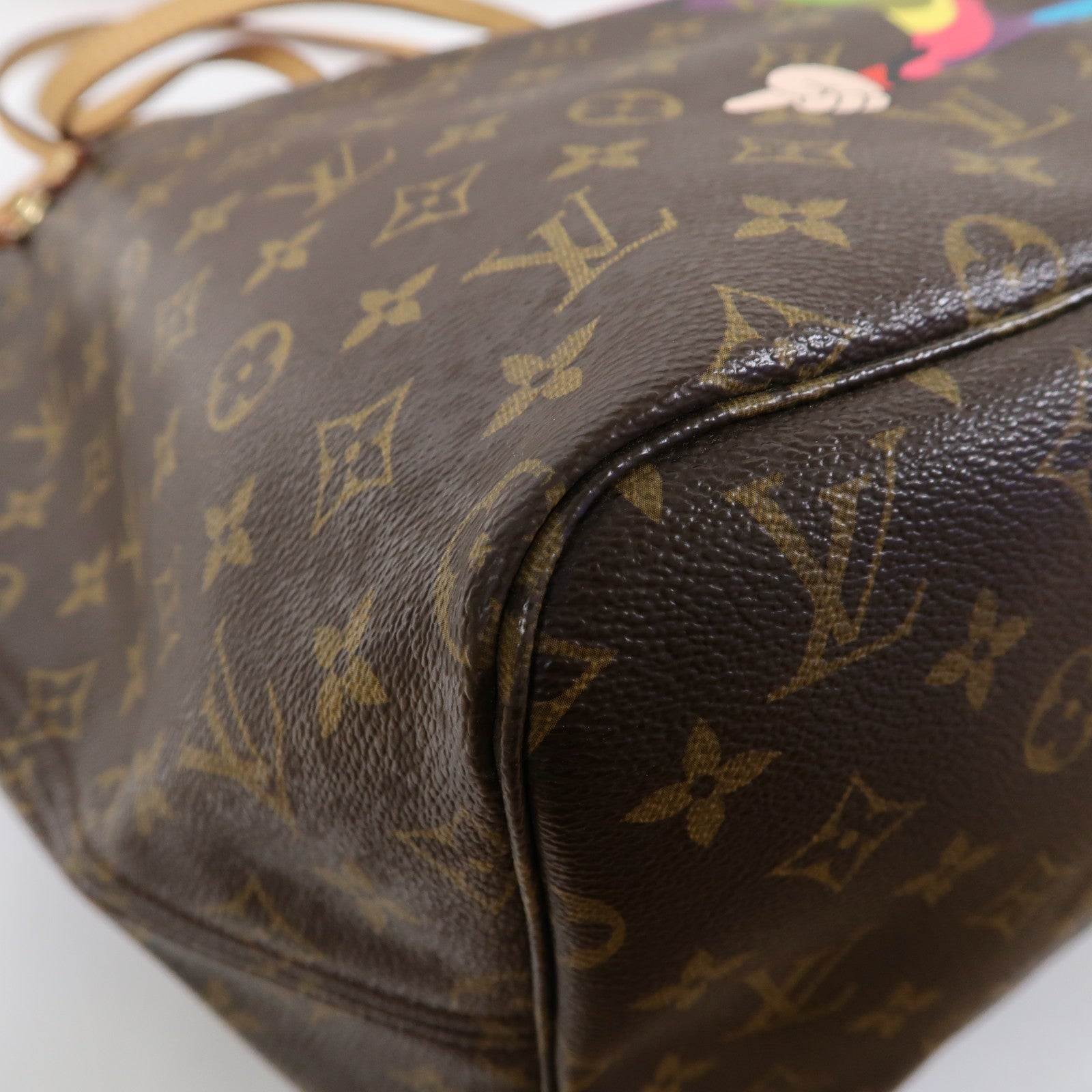 LOUIS VUITTON Monogram Takashi Murakami Neverfull GM金扣手挽袋啡色
