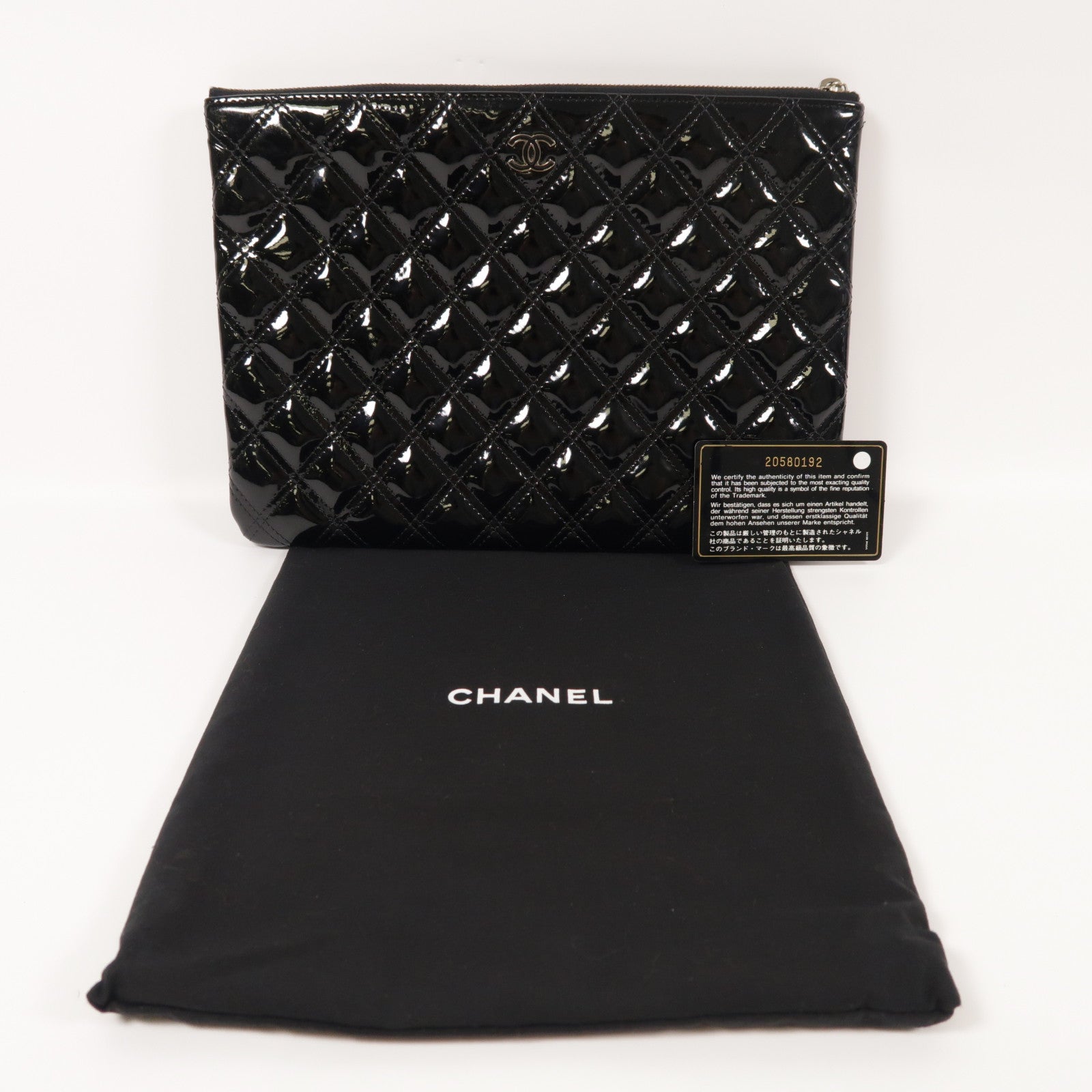 CHANEL 漆皮皮革Clutch Bag銀扣手拿包