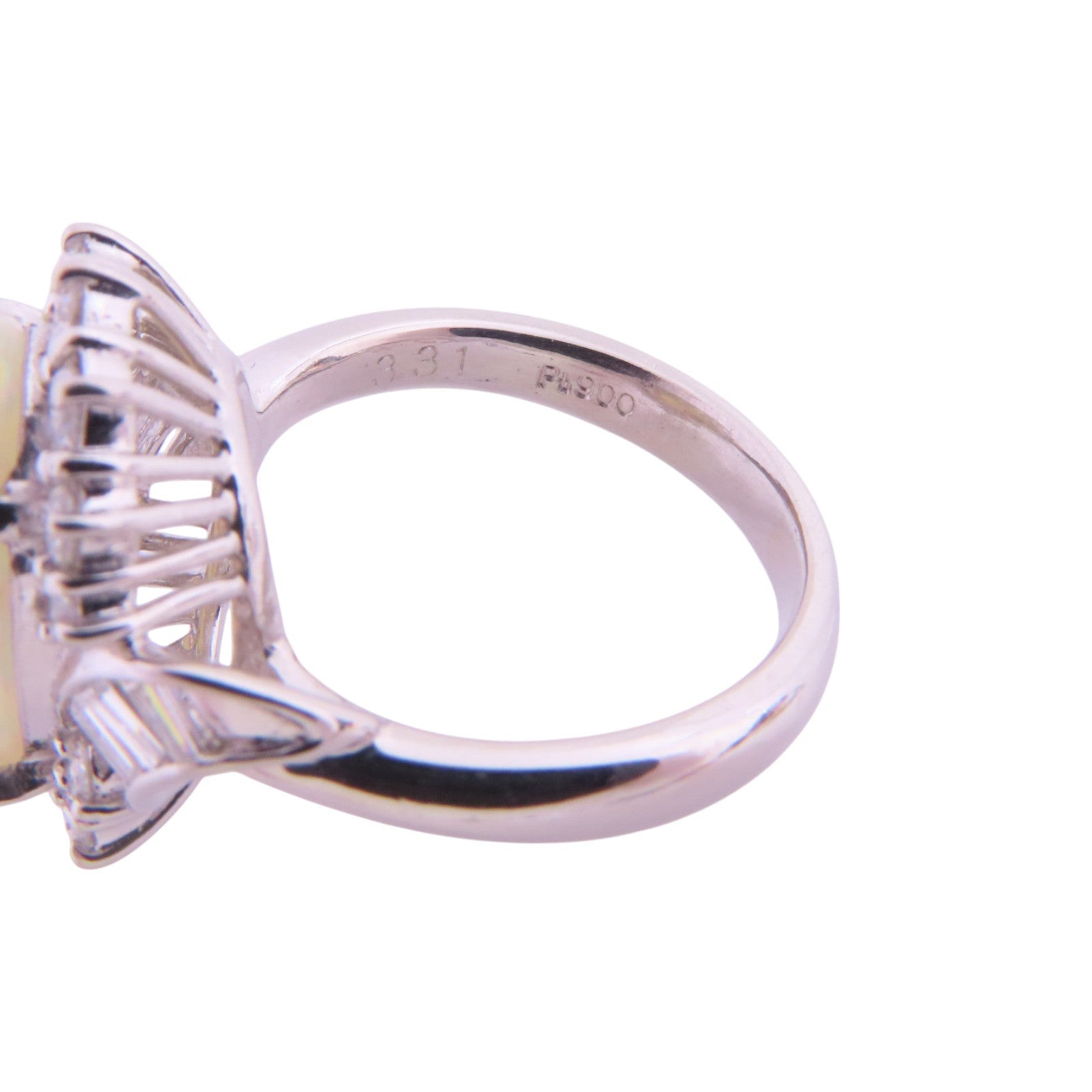 JEWELRY PT900鉑金/白蛋白石/鑽石White Opal Diamond Ring戒指US#4.5