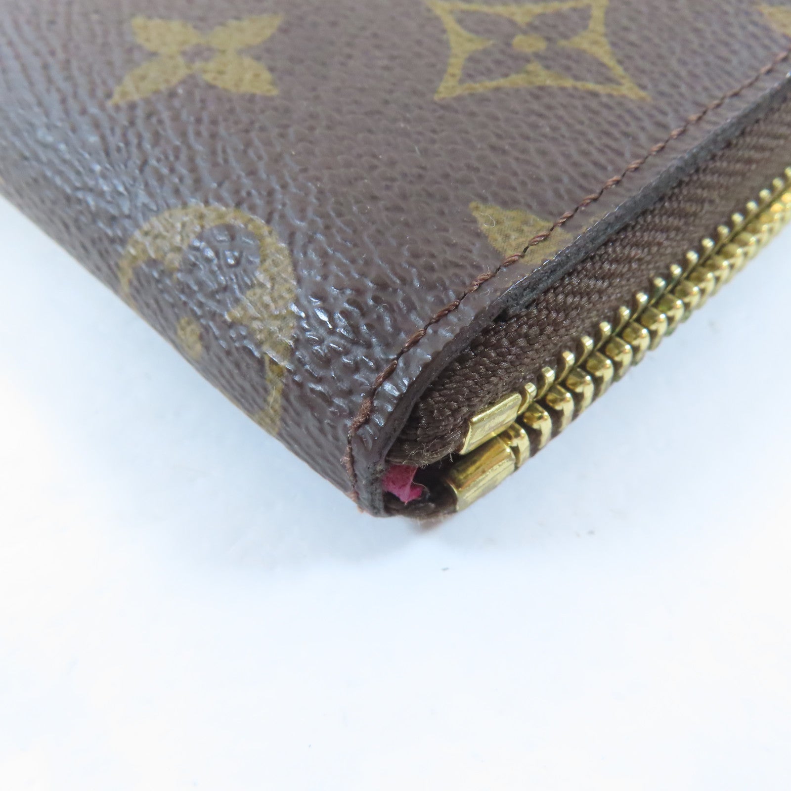 LOUIS VUITTON Monogram Zipper Wallet金扣長錢包啡色