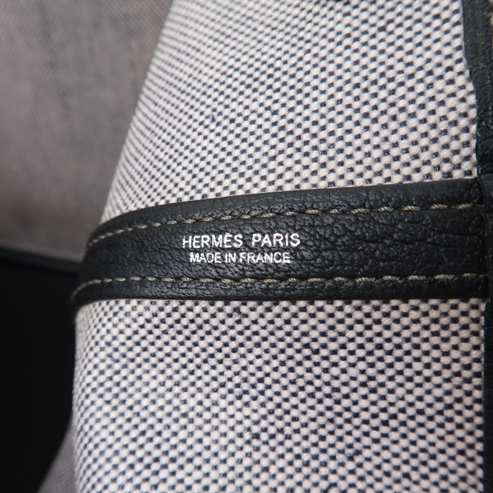 HERMES 帆布Garden Party PM銀扣手挽袋Noir黑色