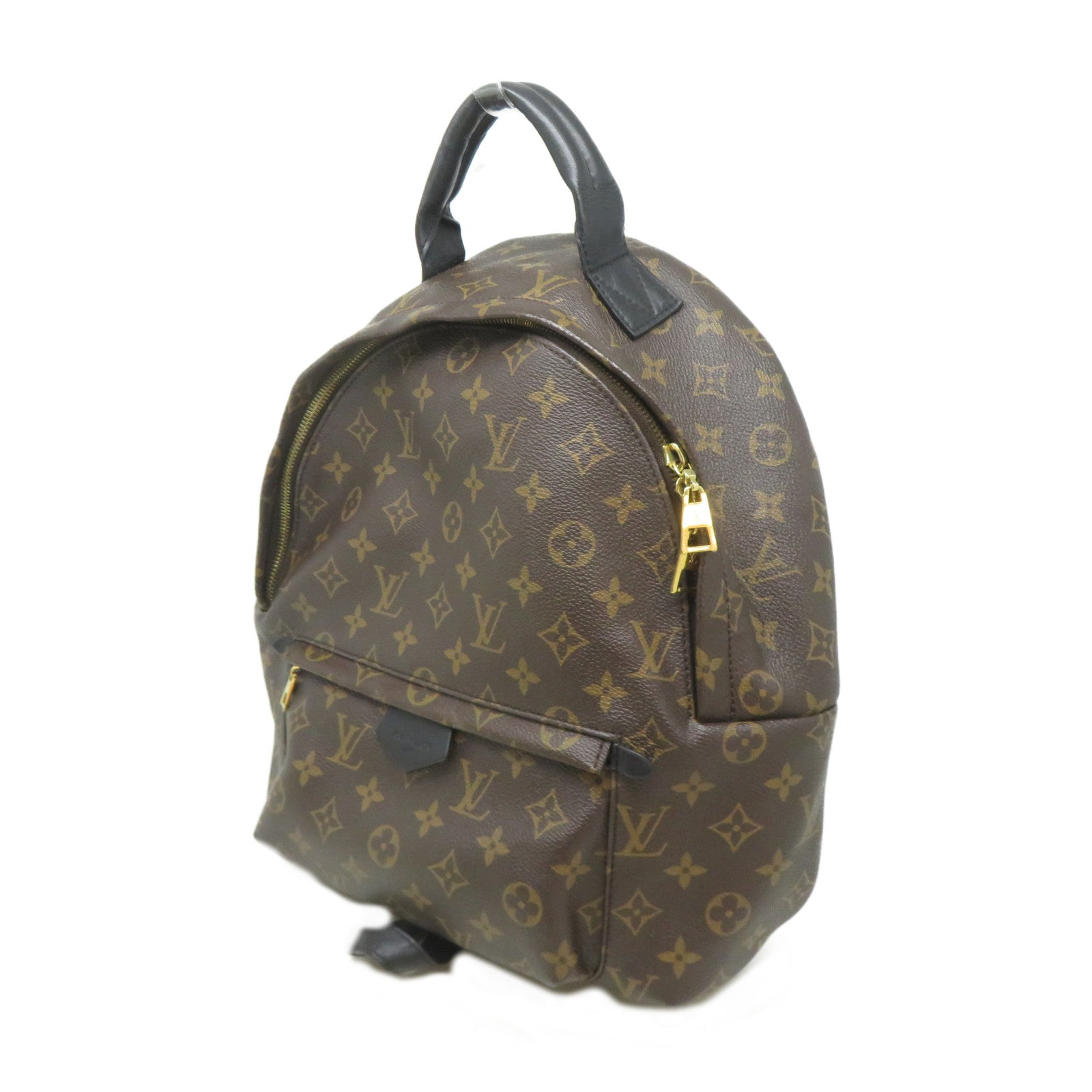 LOUIS VUITTON Monogram Macassar Palm Springs MM金扣背包啡色/黑色