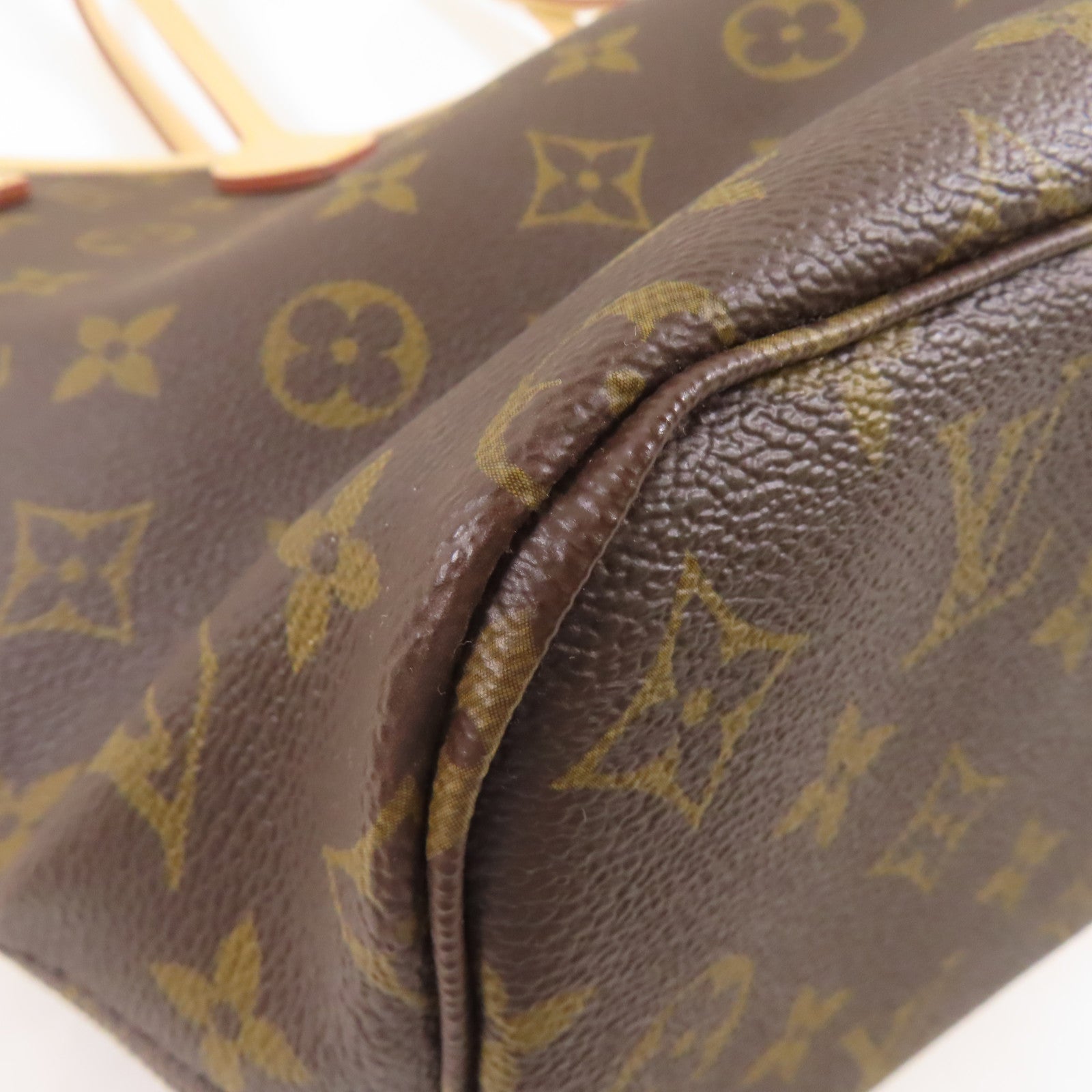 LOUIS VUITTON Monogram Neverfull PM金扣手挽袋啡色