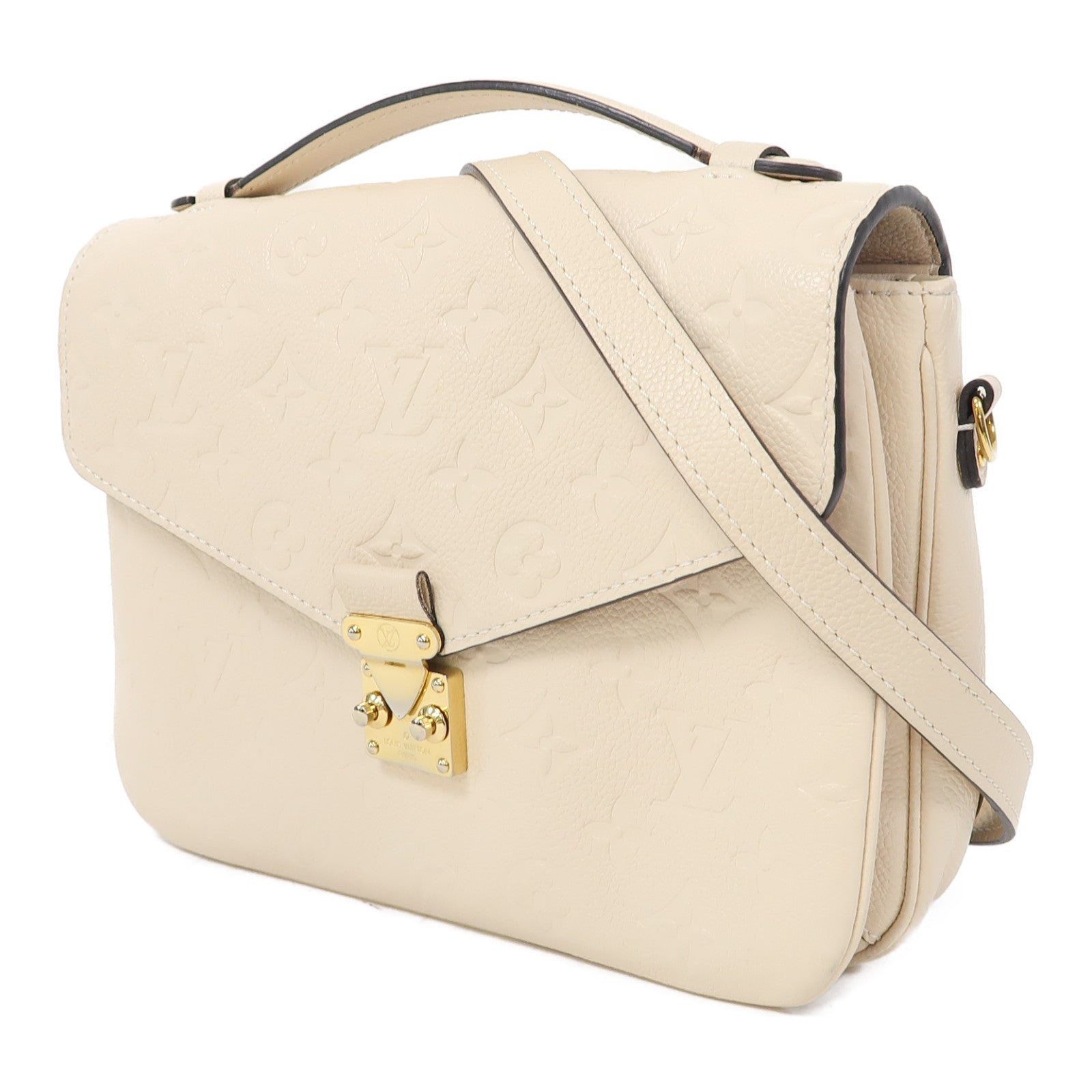 LOUIS VUITTON 【激減優惠】Monogram Empreinte Pochette Metis金扣手挽肩背兩用袋米色