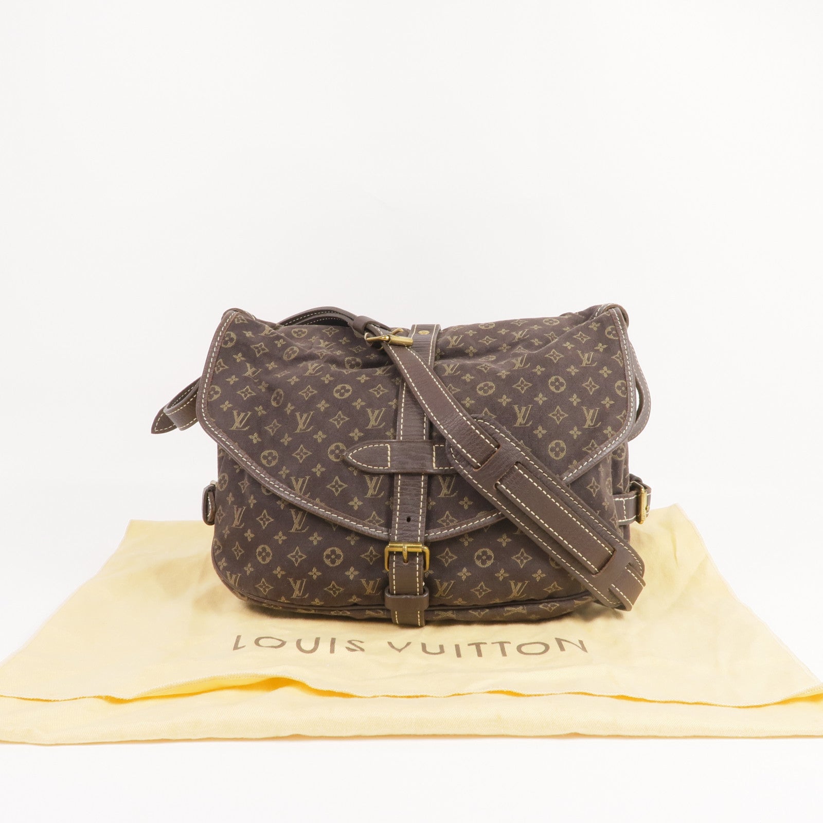 LOUIS VUITTON Monogram Mini Lin Saumur 30金扣肩背袋