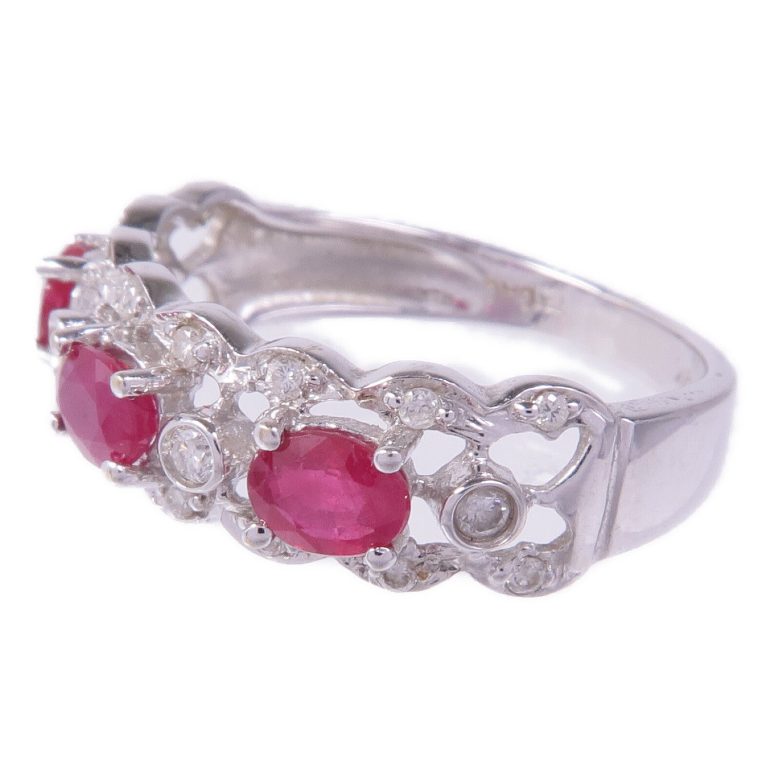 JEWELRY 【激減優惠】18K白金Ruby Diamond Ring紅寶石/鑽石戒指US#6.5