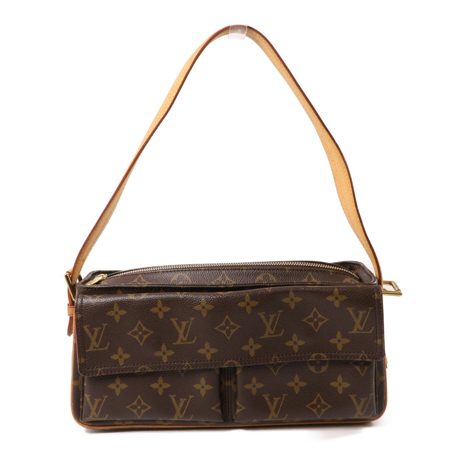 LOUIS VUITTON Monogram Viva Cite MM金扣肩背袋棕色