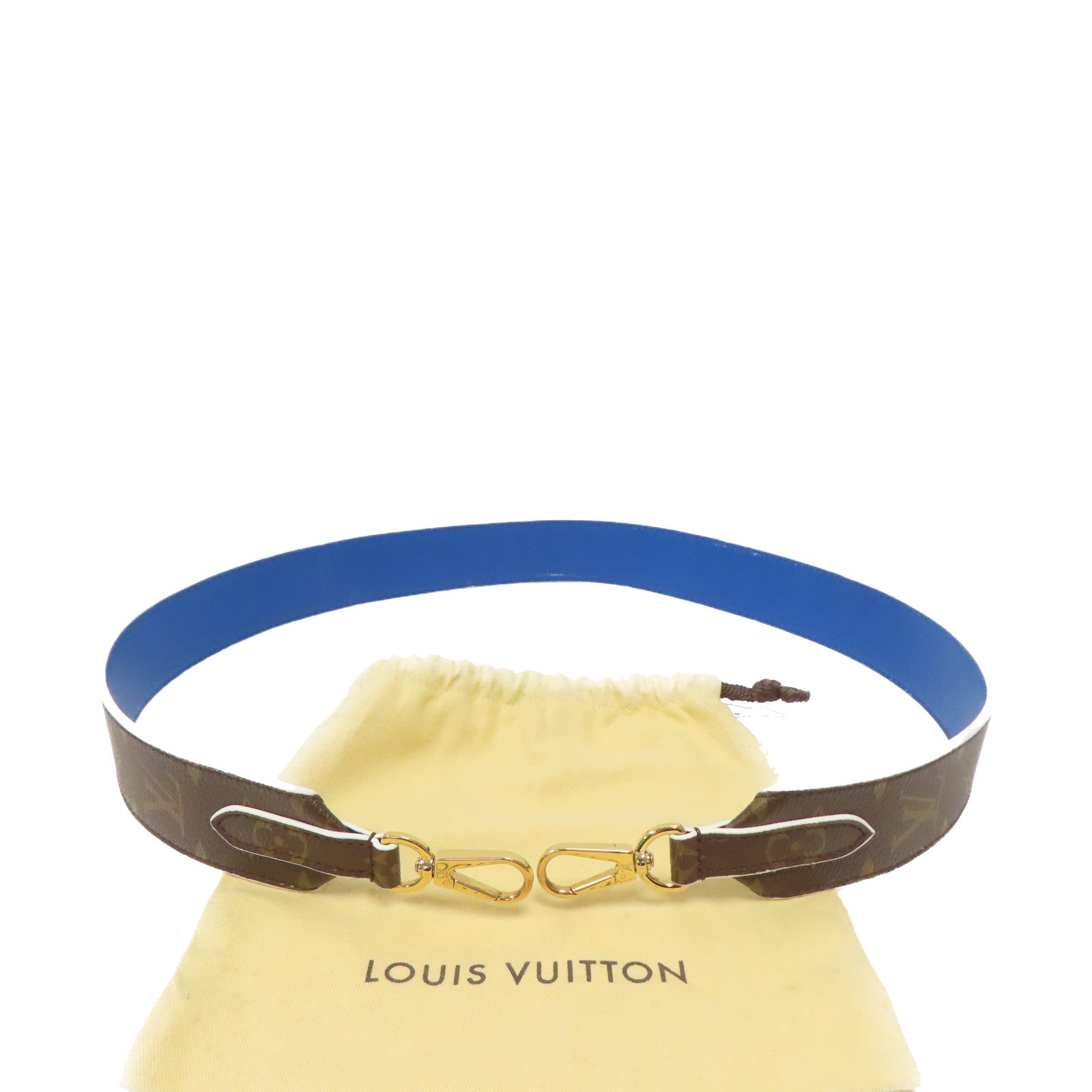 LOUIS VUITTON 【激減優惠】Monogram Shoulder Strap金扣肩背帶啡色/藍色