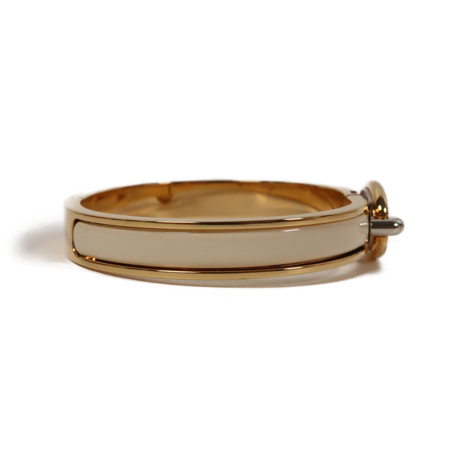 HERMES 金屬Mini Clic Chaine d'Ancre手鐲奶油白色