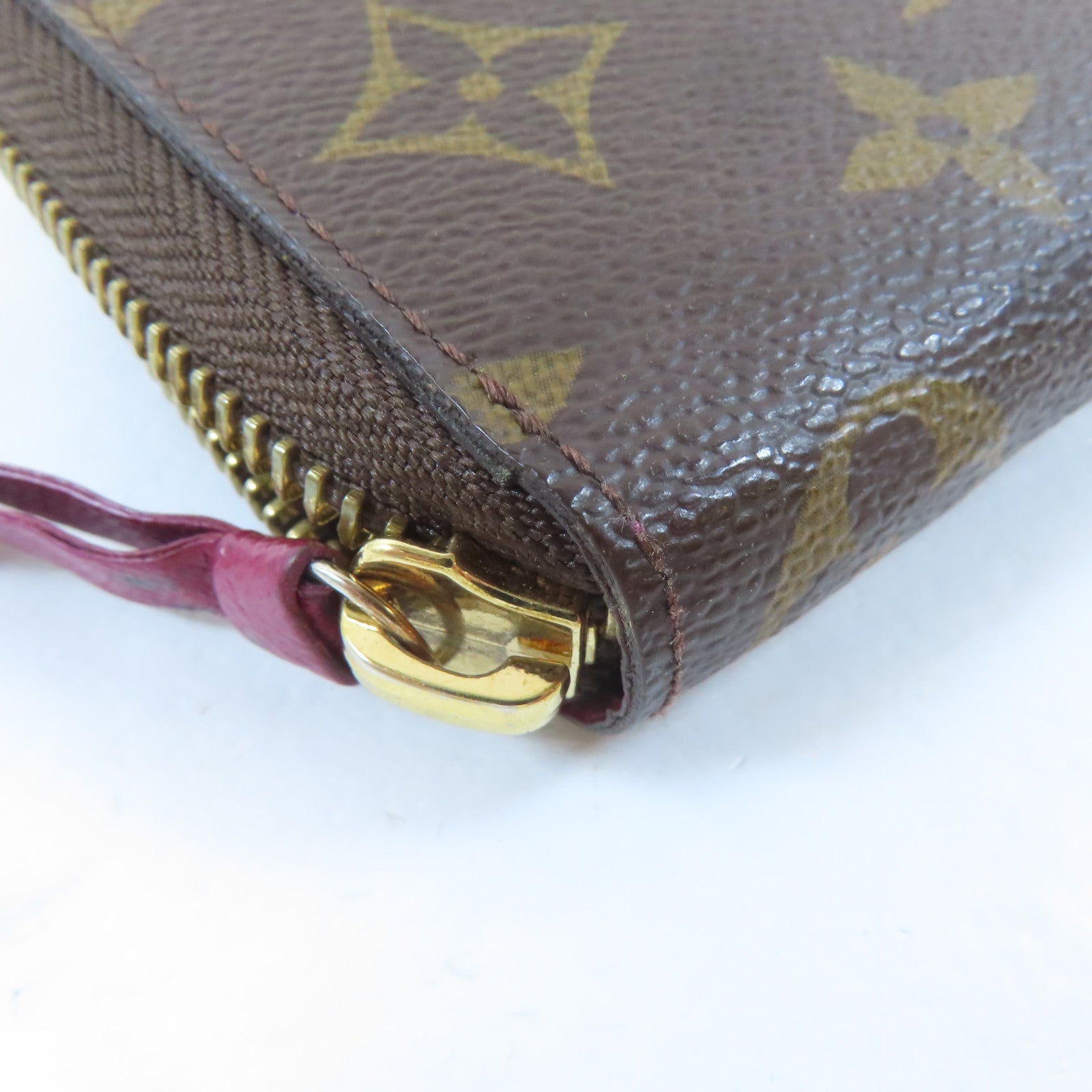 LOUIS VUITTON Monogram Zipper Wallet金扣長錢包啡色