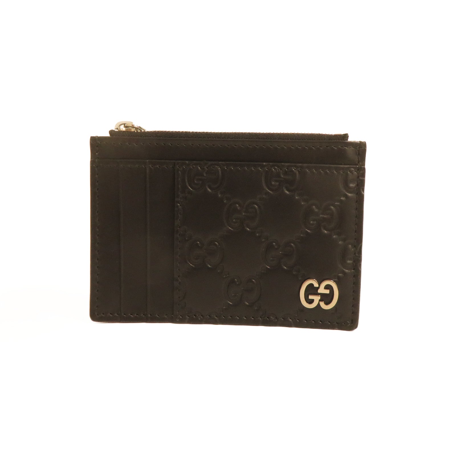 GUCCI 【激減優惠】牛皮皮革Card Case銀扣卡片套黑色