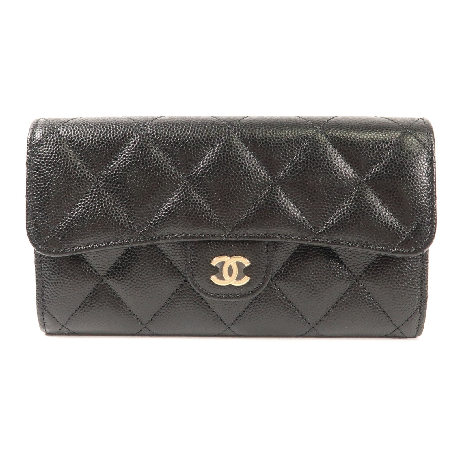 CHANEL 牛皮皮革Long Wallet金扣長錢包