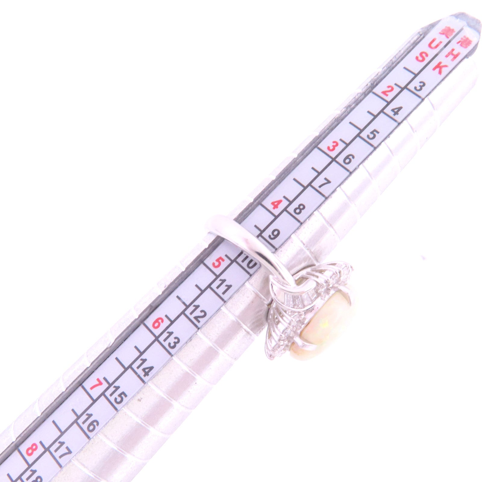 JEWELRY PT900鉑金/白蛋白石/鑽石White Opal Diamond Ring戒指US#4.5
