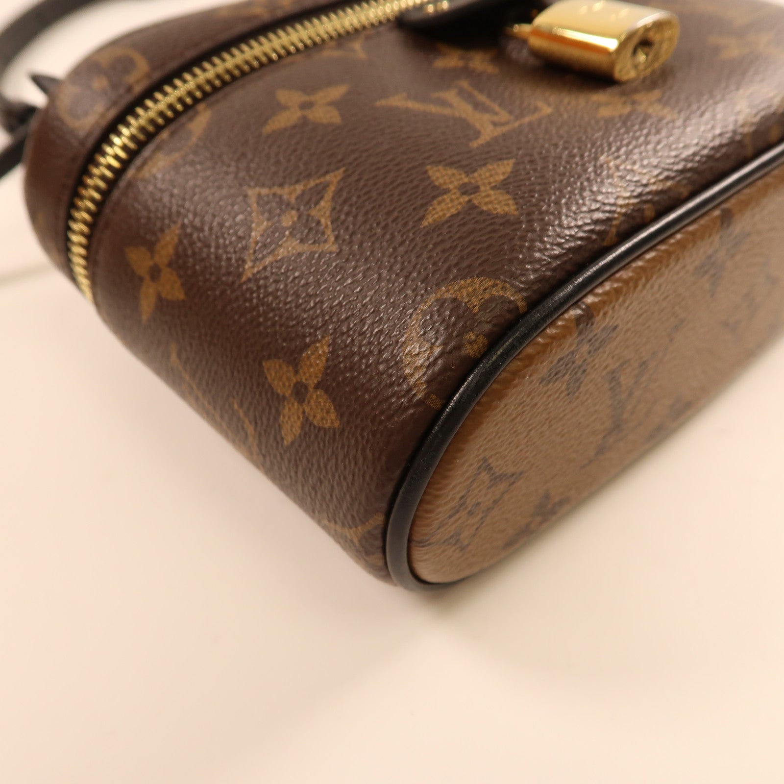 LOUIS VUITTON Monogram Reverse Vanity PM金扣手挽肩背兩用袋啡色