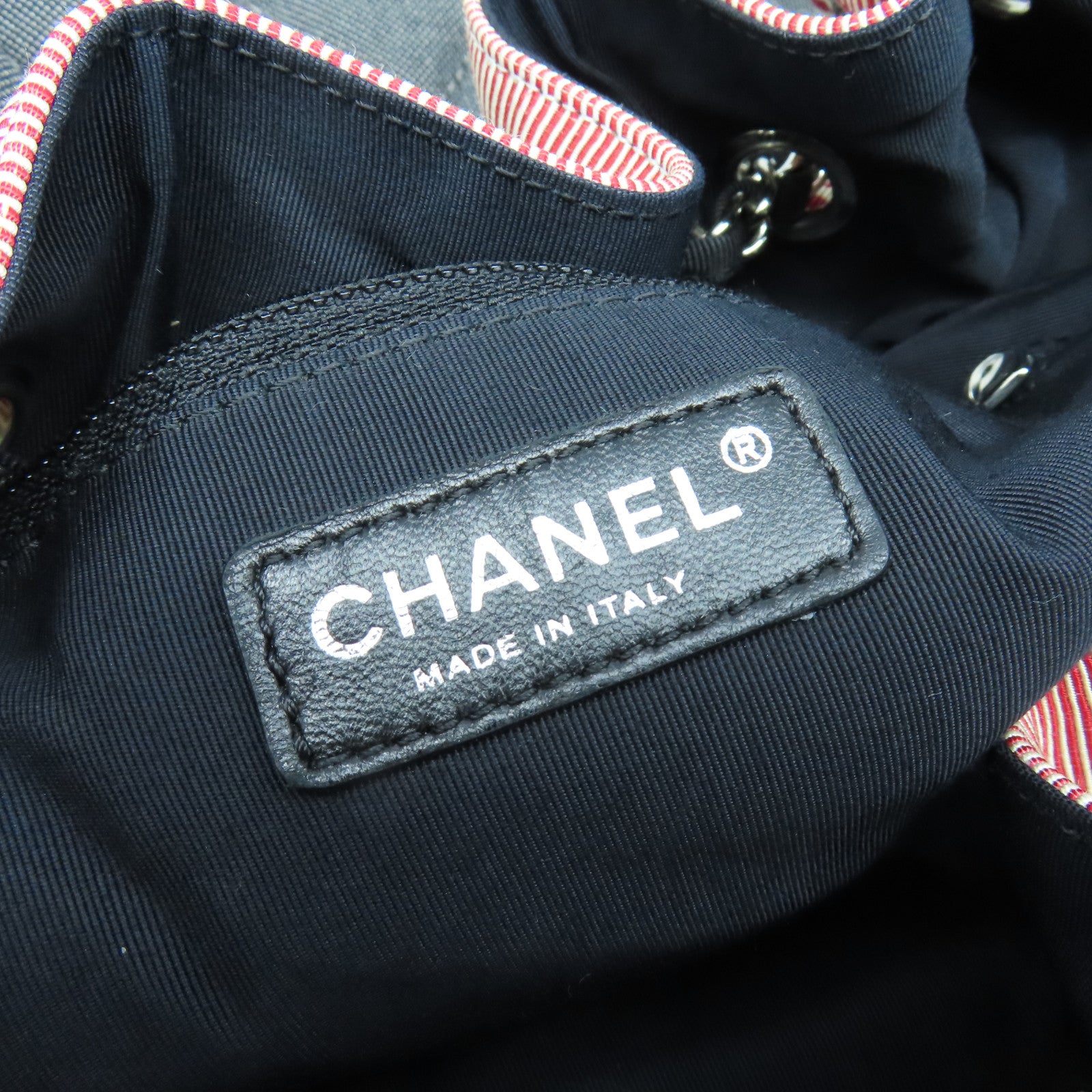 CHANEL **【清倉大減價】帆布Chain Shoulder Bag銀扣鏈帶肩背袋藍色/紅色