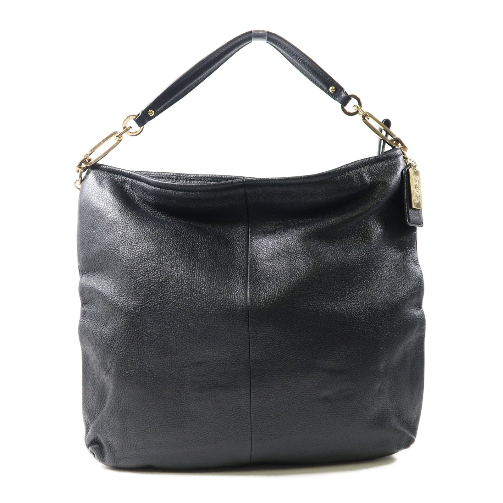 COACH 牛皮皮革Shoulder Bag金扣手挽肩背兩用袋黑色