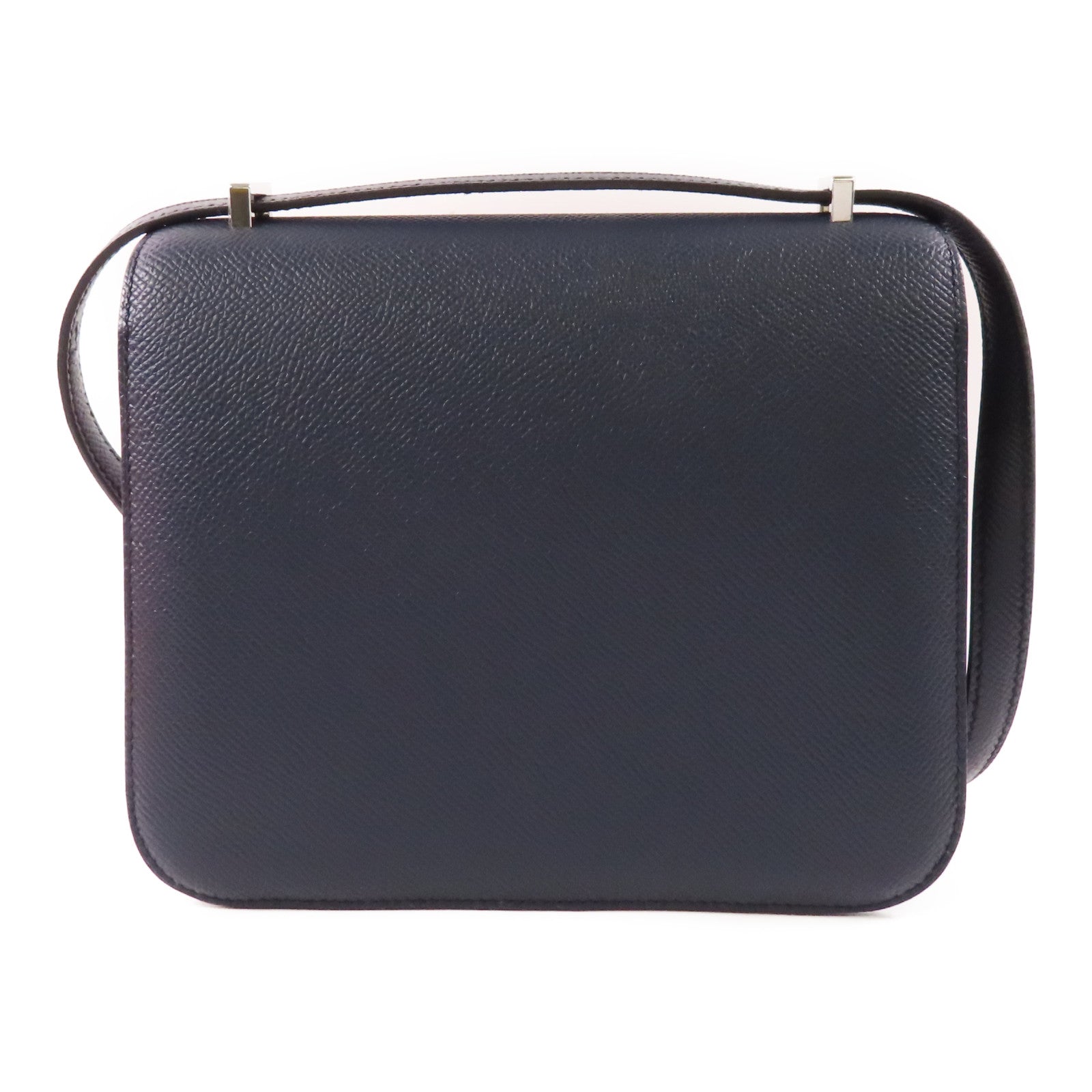 HERMES Epsom皮革Constance Mini 銀扣肩背袋Blue Indigo