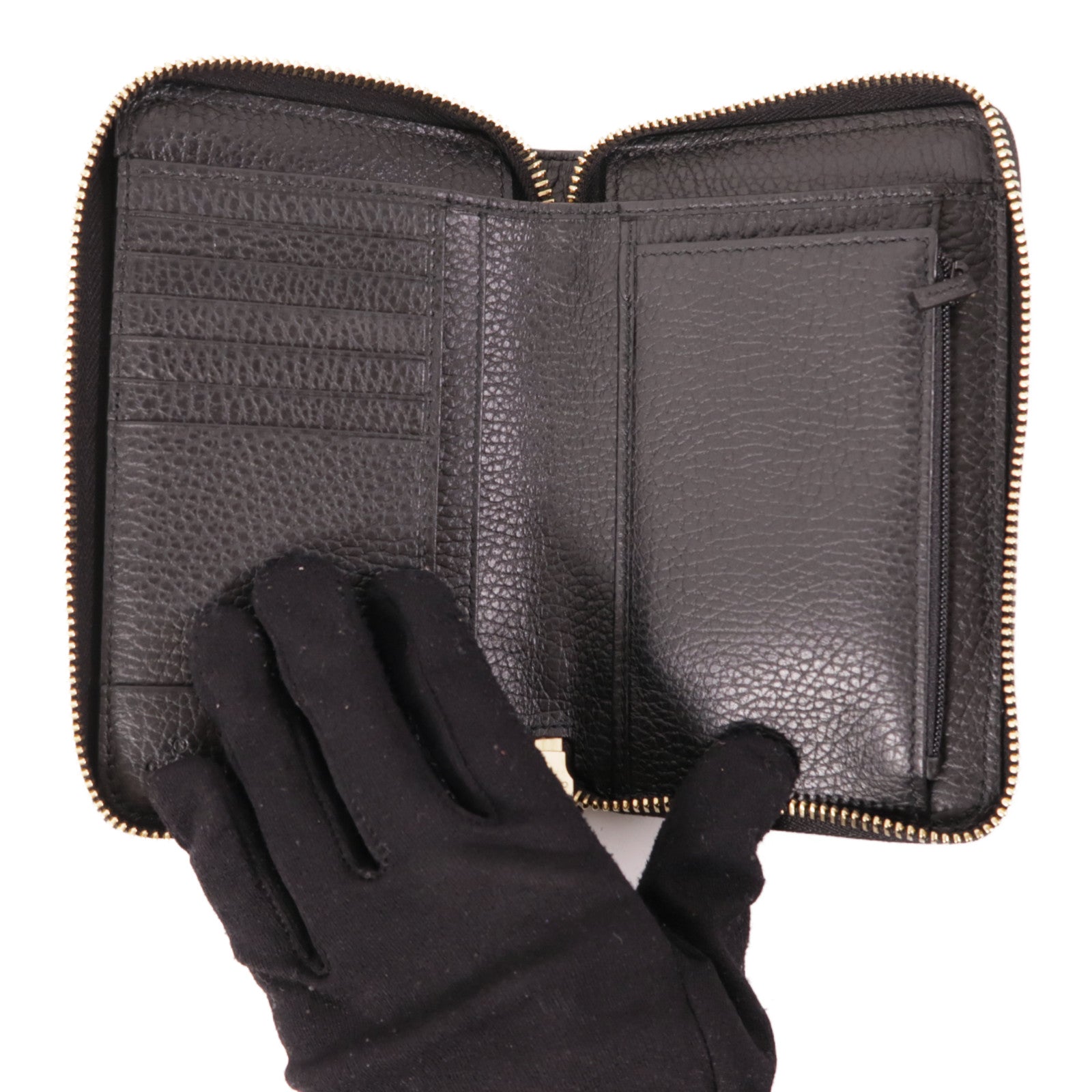 GUCCI GG GHW Long Wallet 354497 Calfskin Leather Black