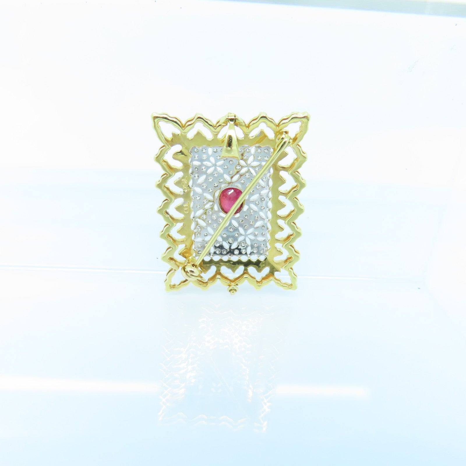JEWELRY **【激減優惠】18K黃金Ruby Diamond Brooch紅寶石/鑽石胸針