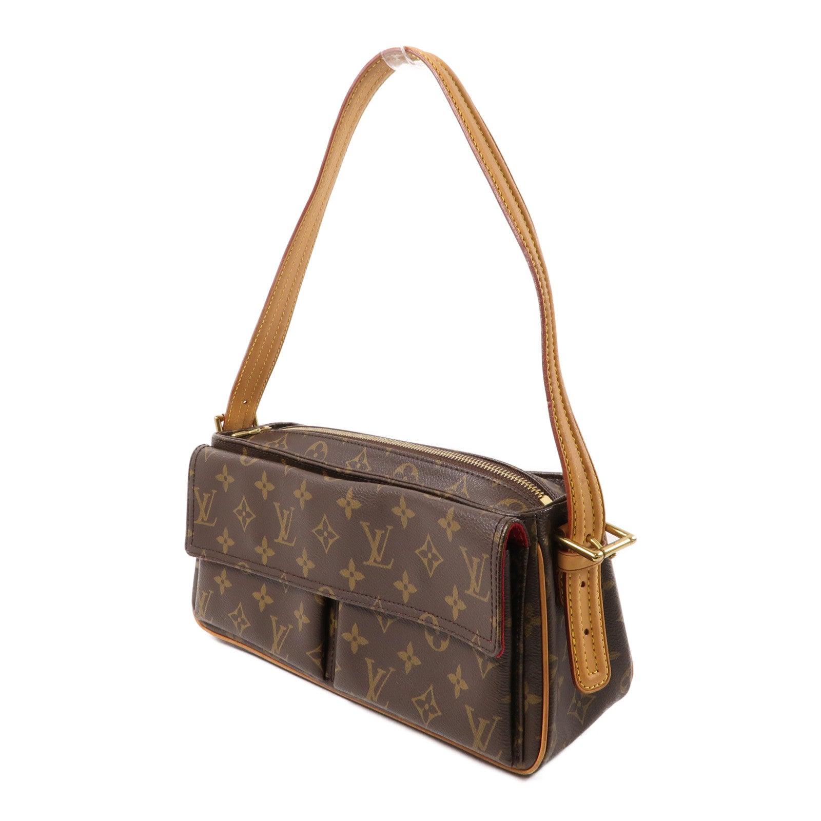 LOUIS VUITTON Monogram Viva Cite MM金扣肩背袋棕色