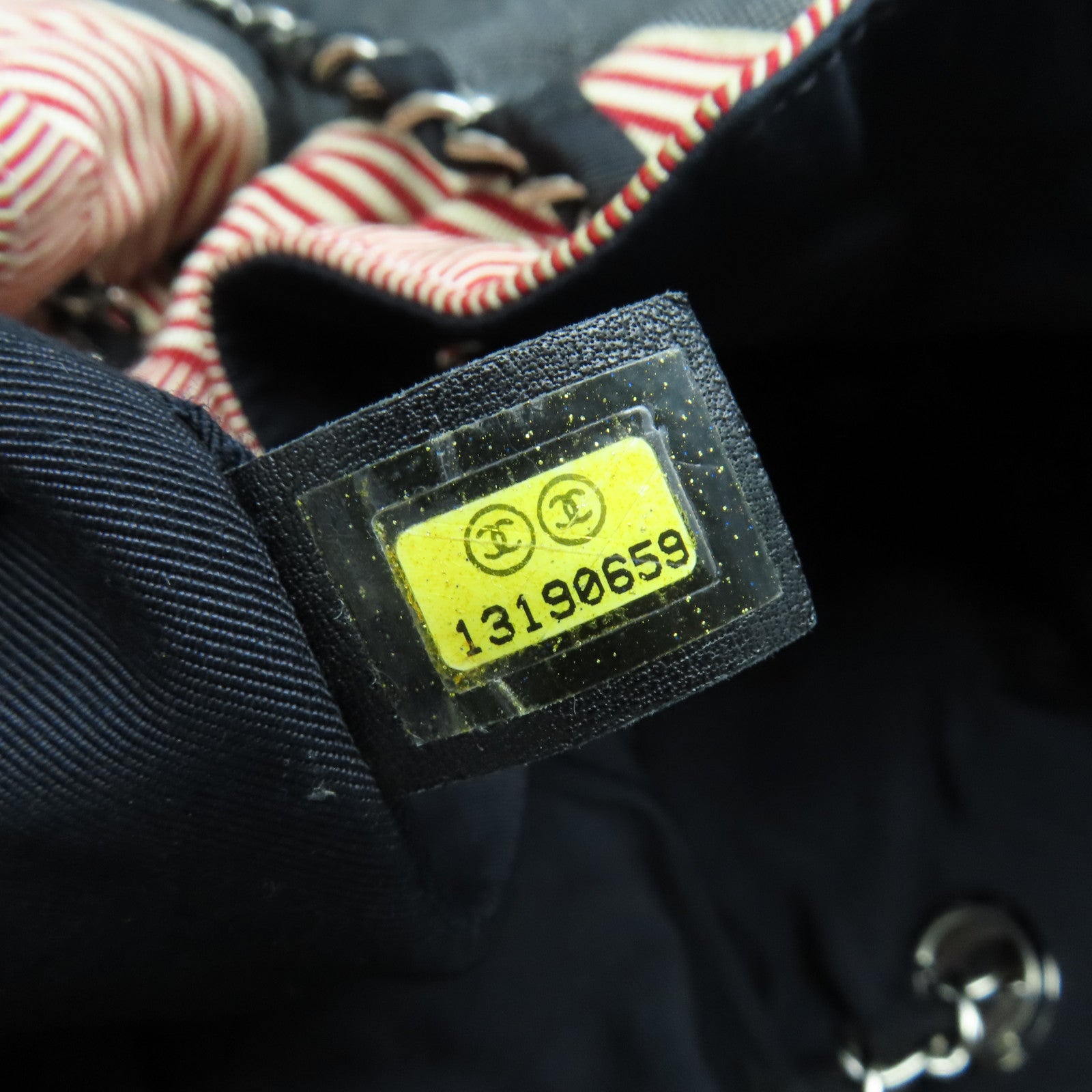 CHANEL **【清倉大減價】帆布Chain Shoulder Bag銀扣鏈帶肩背袋藍色/紅色