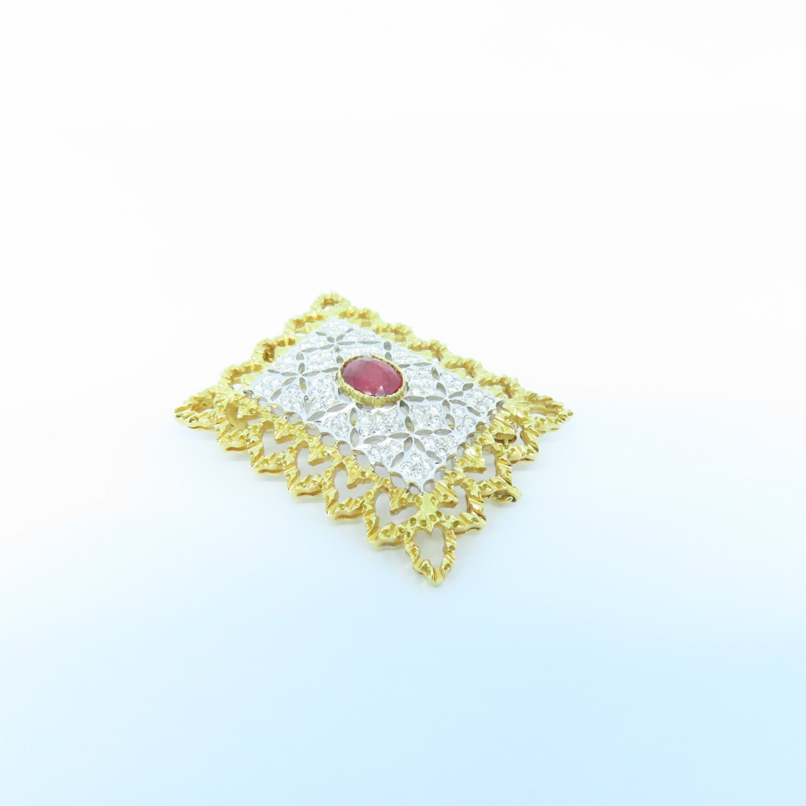 JEWELRY **【激減優惠】18K黃金Ruby Diamond Brooch紅寶石/鑽石胸針