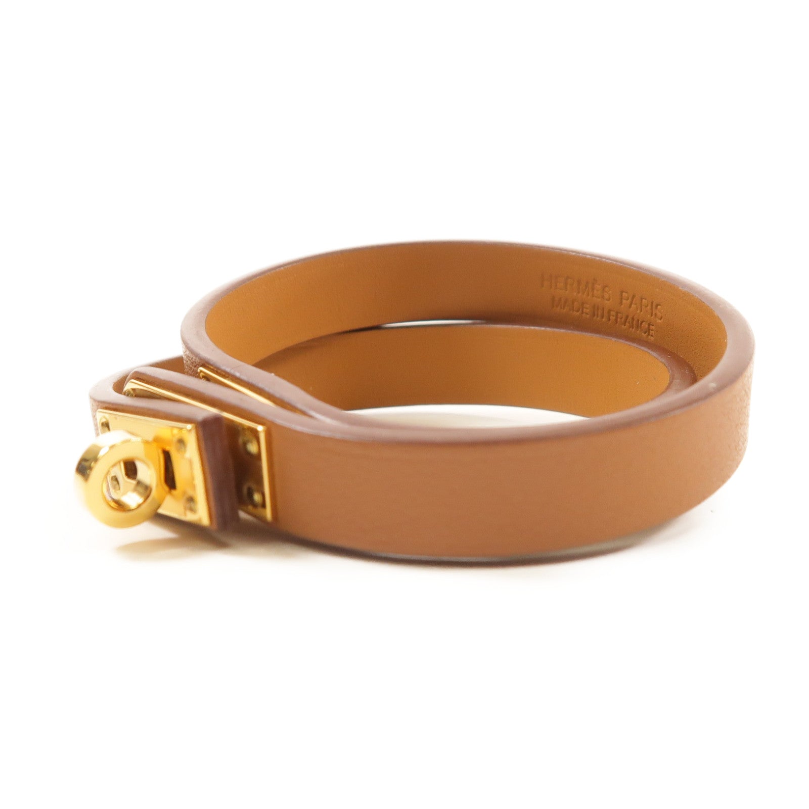 HERMES GHW Mini Kelly Double Tour Bracelet Veau Swift Leather Gold