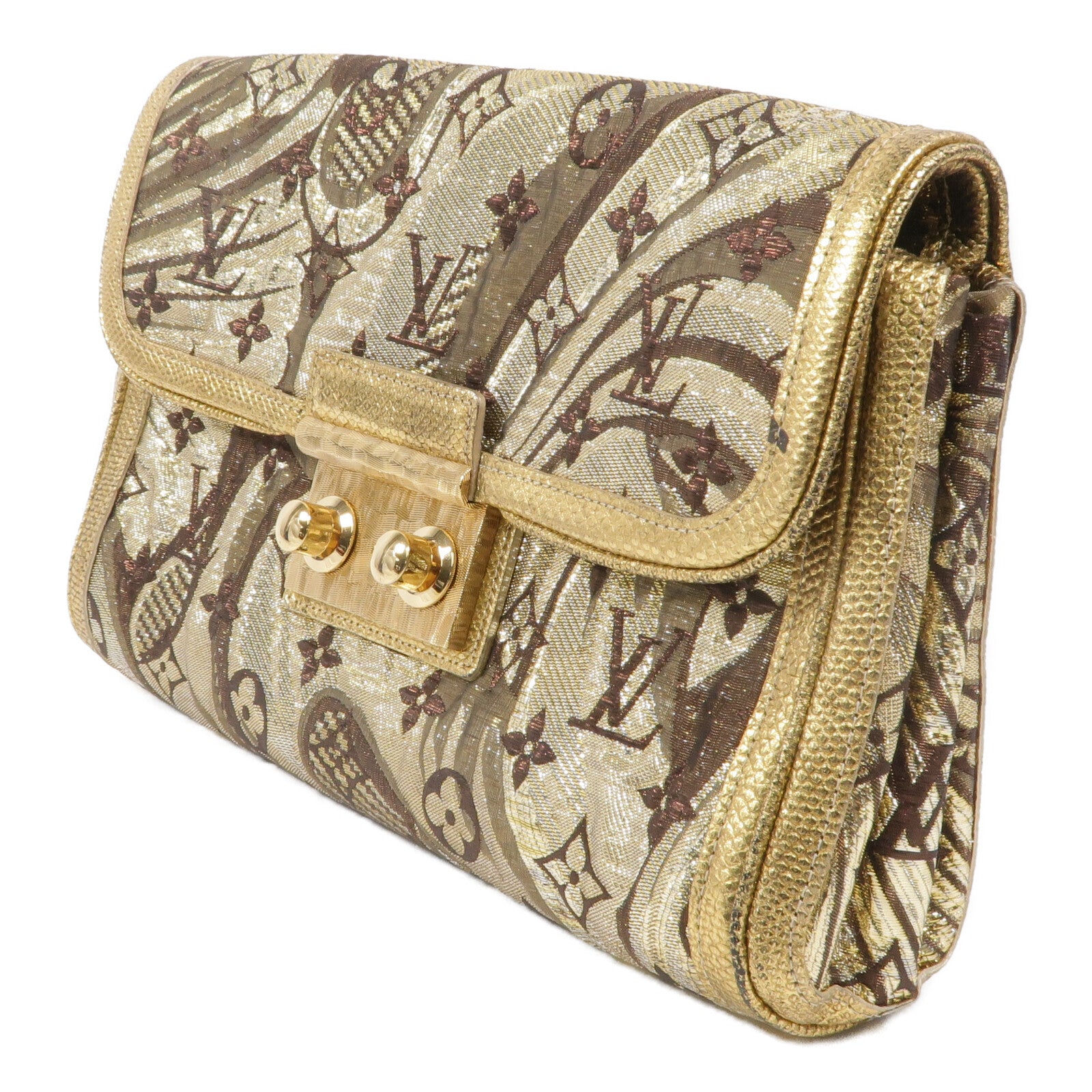 LOUIS VUITTON Metallic Monogram Brocade Thalie Clutch手拿包