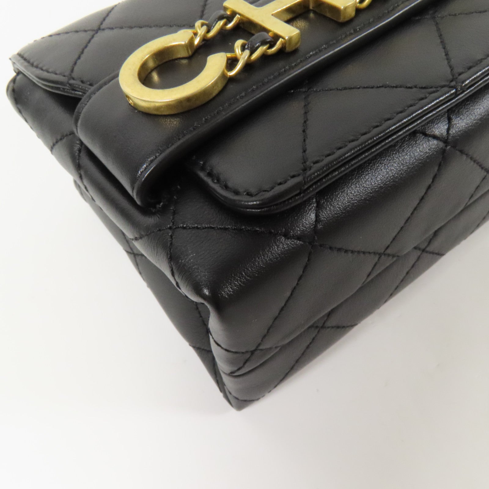 CHANEL 羊皮皮革Chain Shoulder Bag金扣鏈帶肩背袋