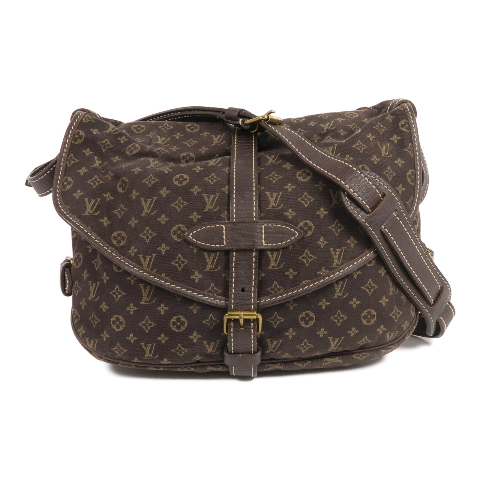 LOUIS VUITTON Monogram Mini Lin Saumur 30金扣肩背袋